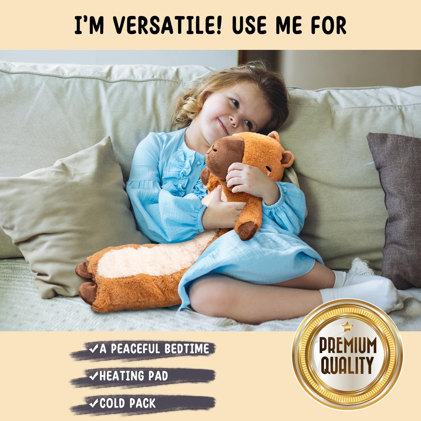Happy Fuel Capybara Weighted Plush – Microwavable, Unscented Heatable Toy
