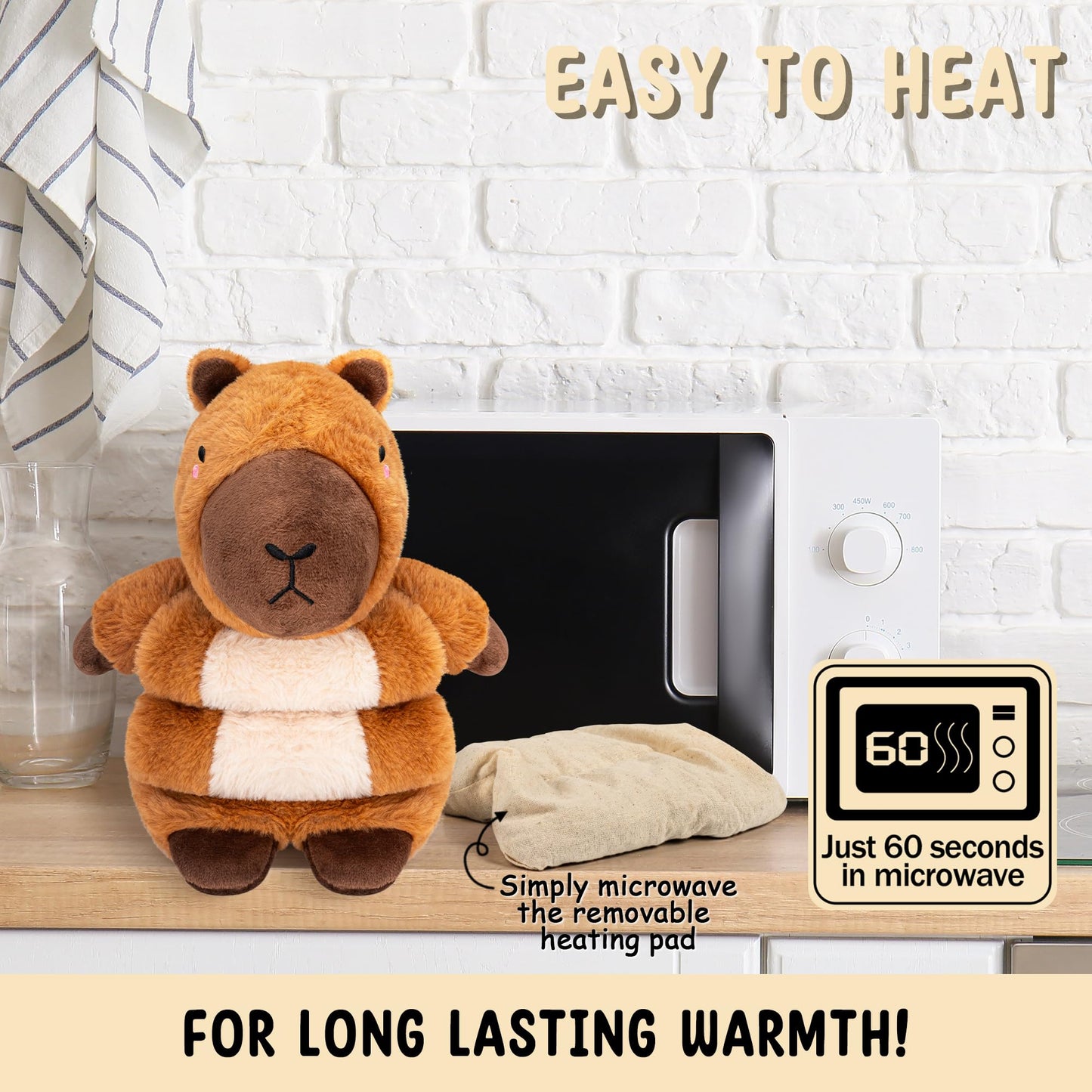 Happy Fuel Capybara Weighted Plush – Microwavable, Unscented Heatable Toy