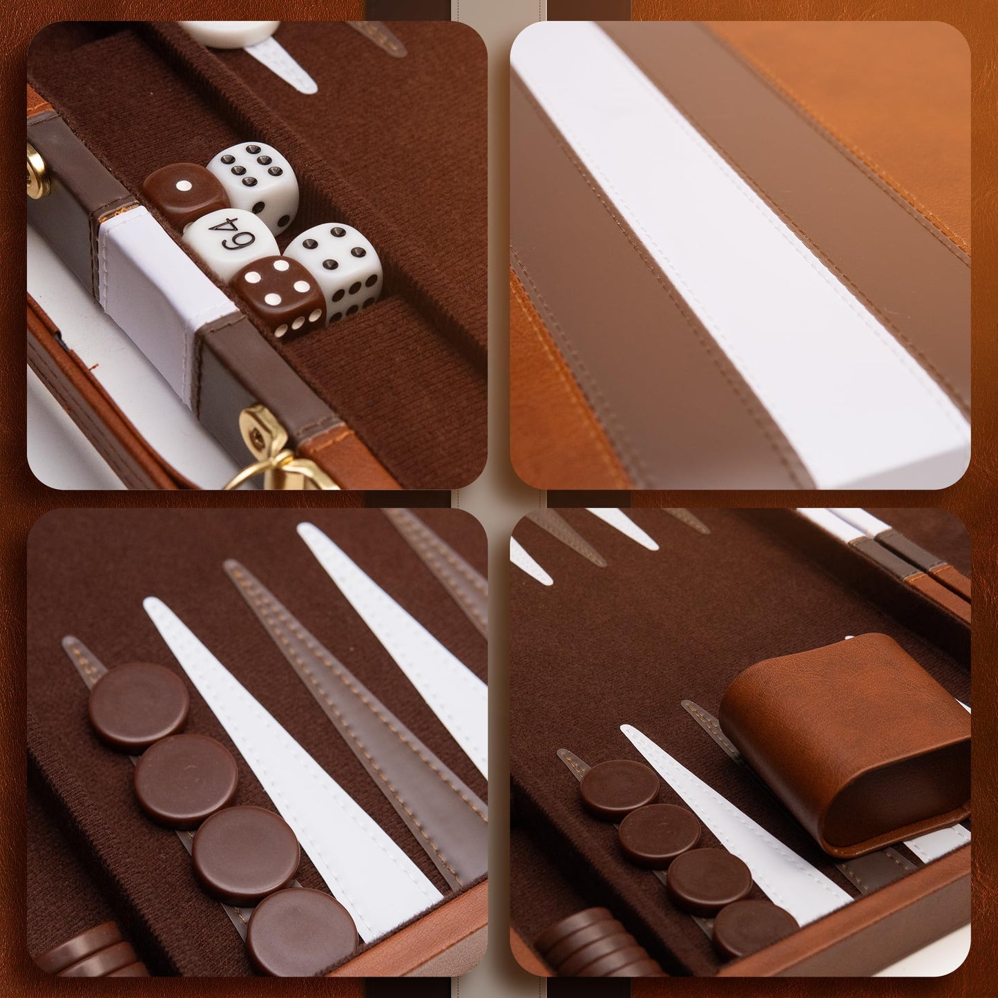 Happy Hippo Deluxe Backgammon Set – Leather-Like Case, Felt Interior, 18-Inch Board