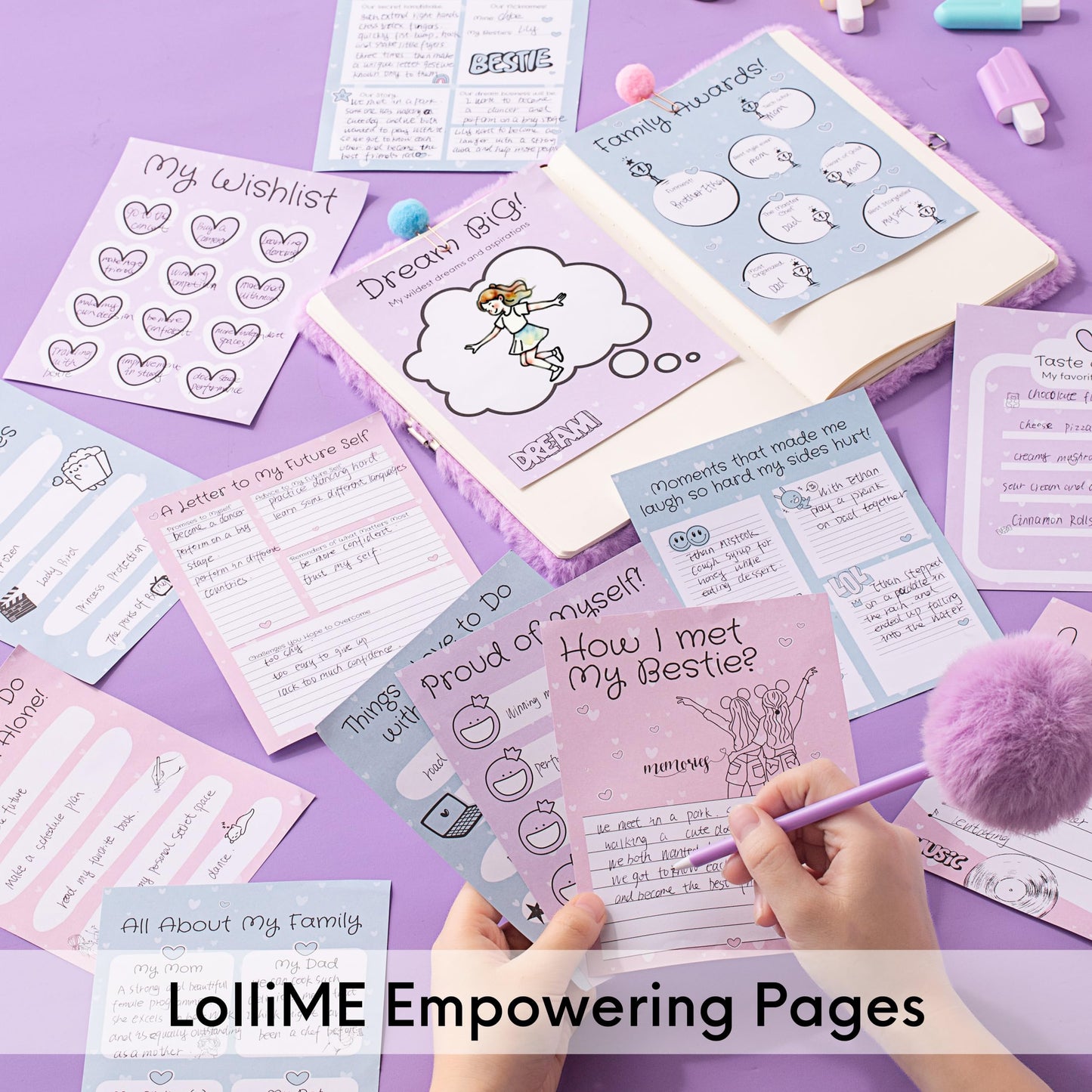 HAPPY LOLLI Purple LolliME DIY Journal Kit – 300+ Pieces, Lockable Diary, Gift Box