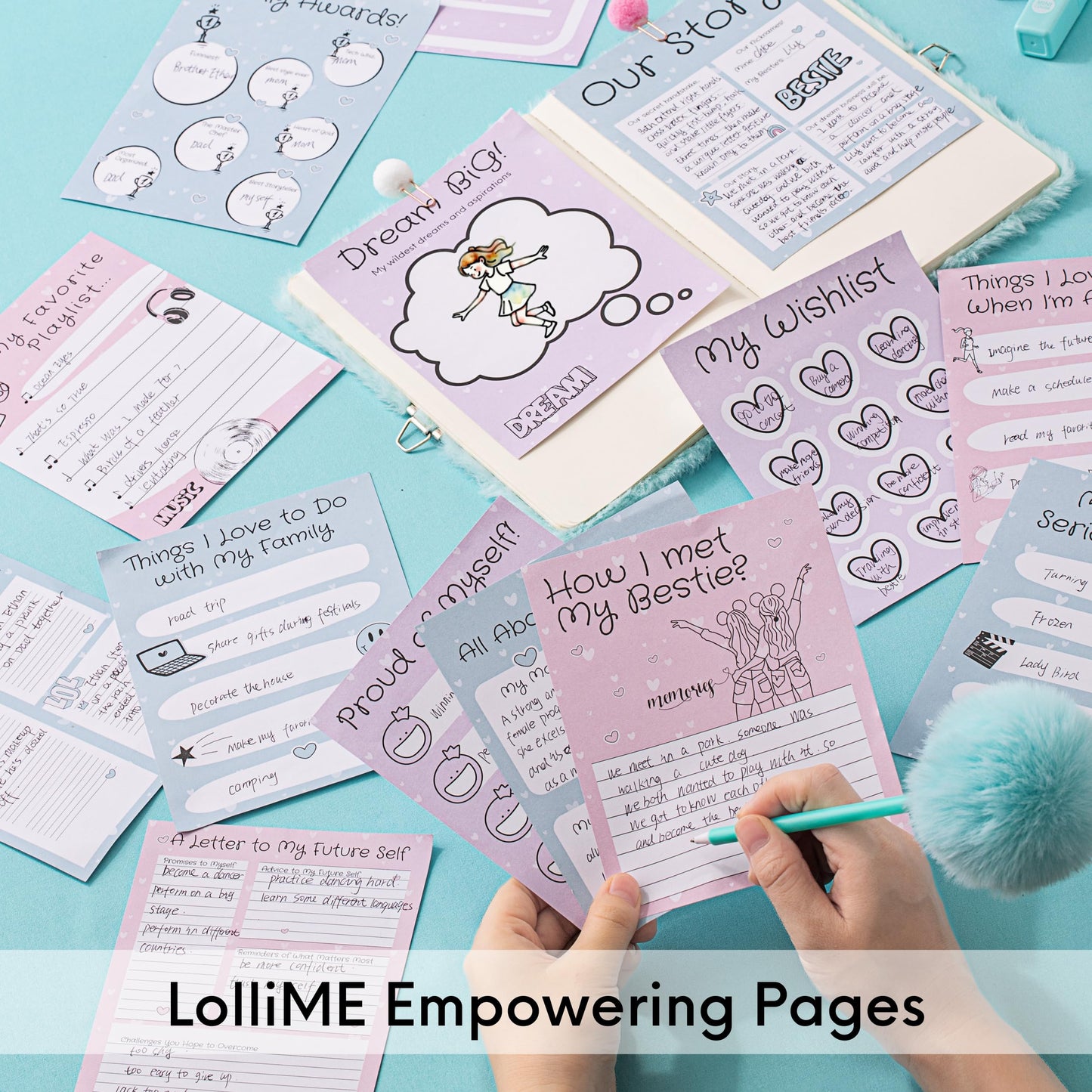 HAPPY LOLLI Mint LolliME DIY Journal Kit for Girls – 300+ Pieces, Lockable Diary, Markers & Stickers