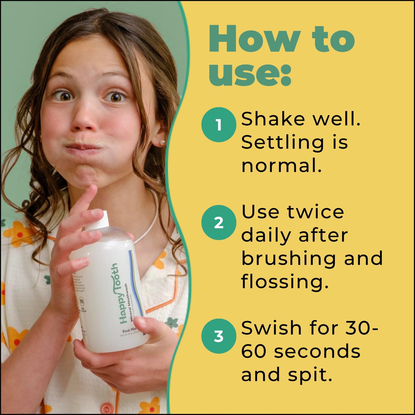 Happy Tooth Hydroxyapatite Mouthwash – Fluoride Free, Remineralizing for Enamel Strength