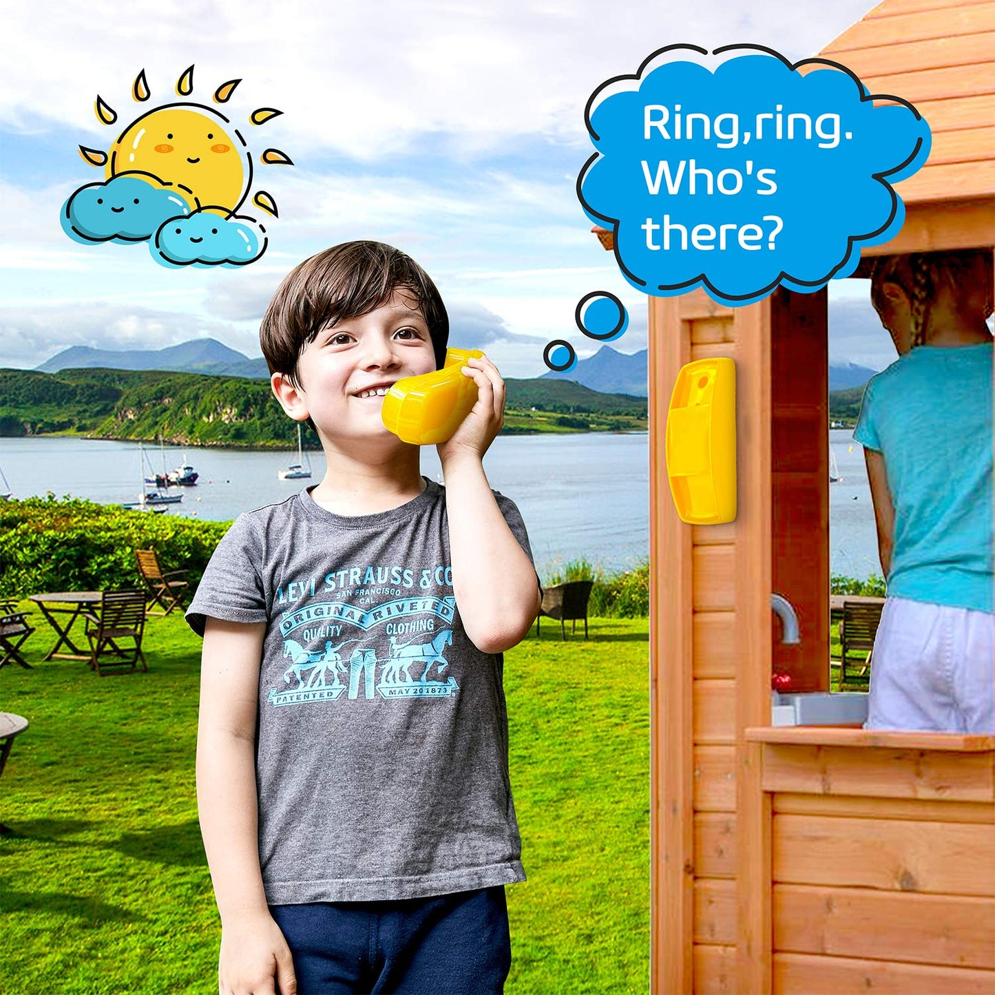 HAPPYPIE Toy Phone for Kids - Pretend Play & Learning (Yellow)
