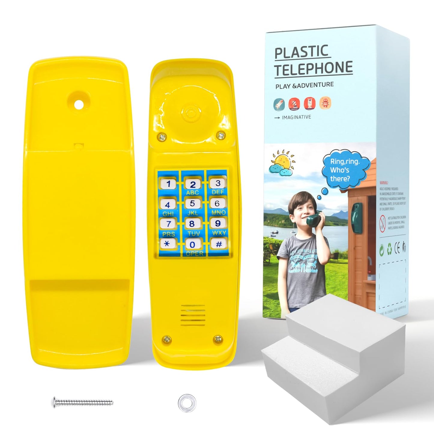 HAPPYPIE Toy Phone for Kids - Pretend Play & Learning (Yellow)