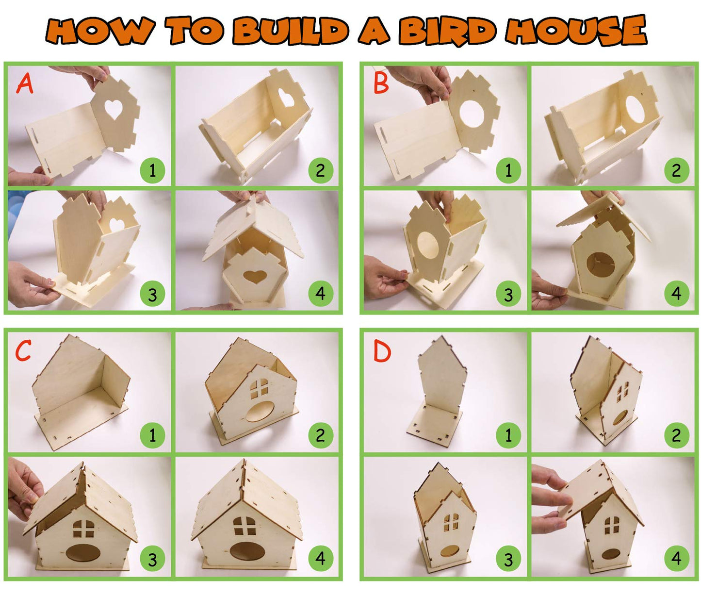 hapray 4 Pack Bird House Crafts Kit for Kids Ages 5-12 | Build, Paint & Create DIY Birdhouses