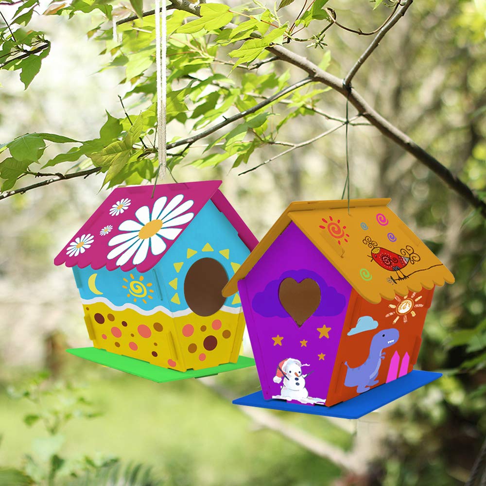 hapray 4 Pack Bird House Crafts Kit for Kids Ages 5-12 | Build, Paint & Create DIY Birdhouses
