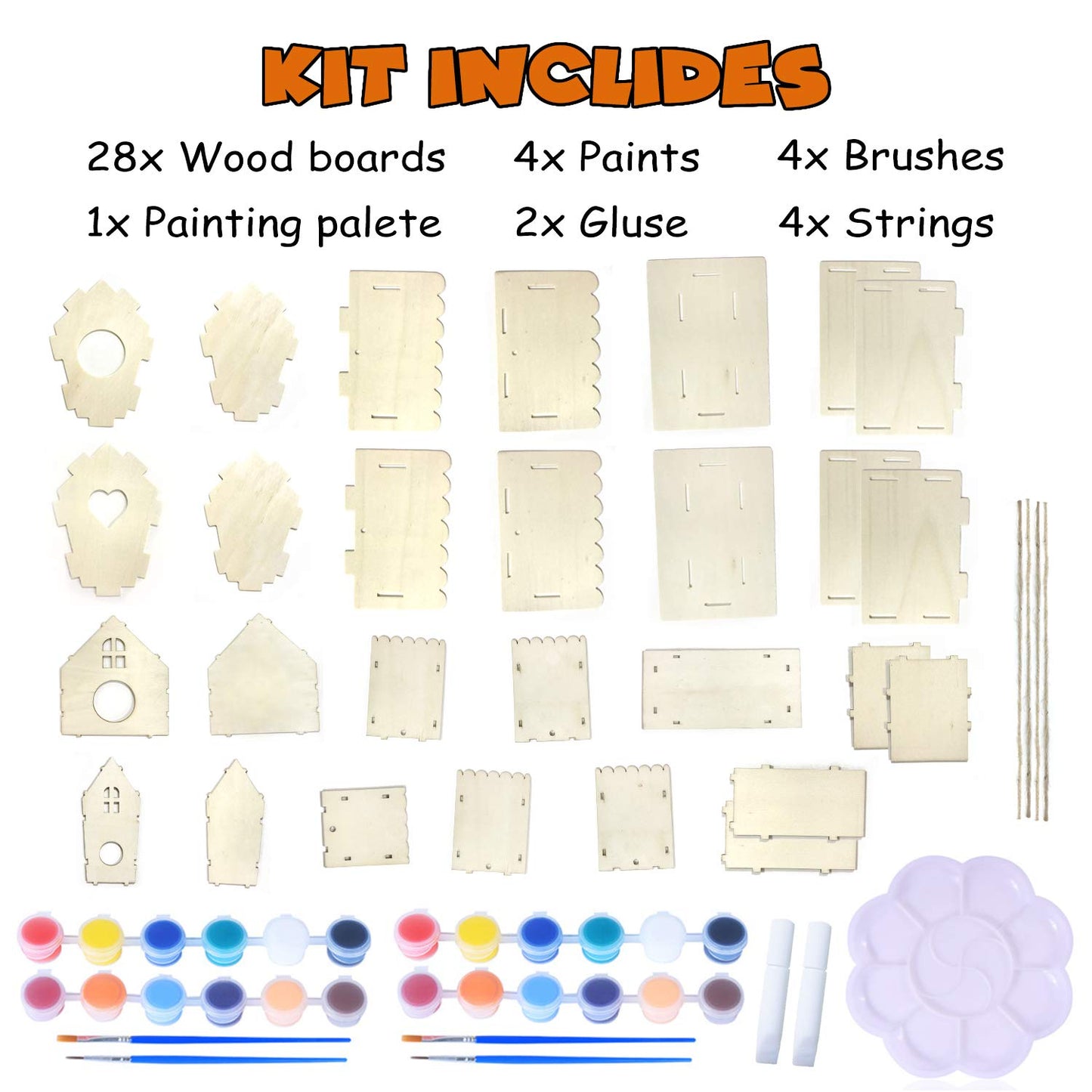 hapray 4 Pack Bird House Crafts Kit for Kids Ages 5-12 | Build, Paint & Create DIY Birdhouses