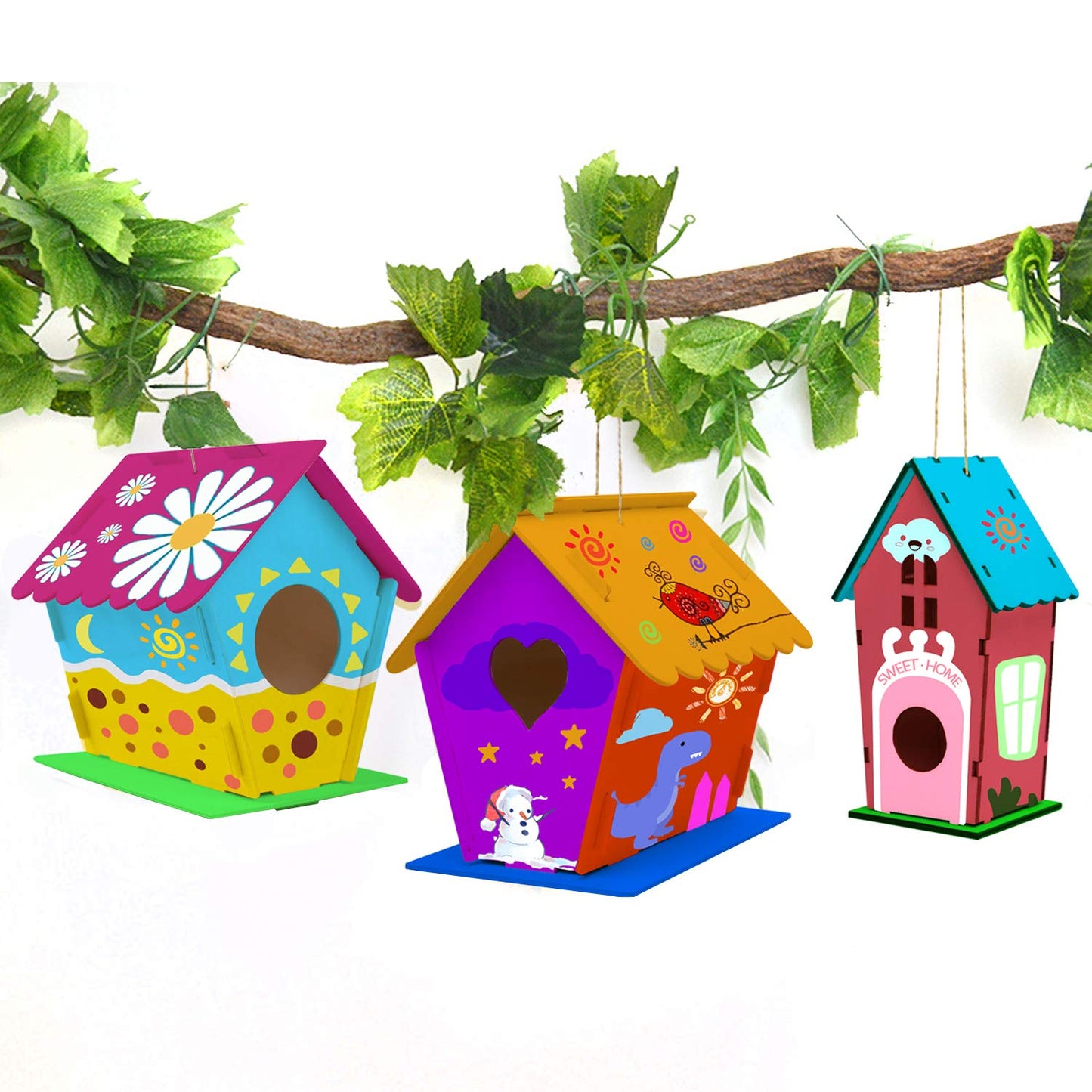 hapray 4 Pack Bird House Crafts Kit for Kids Ages 5-12 | Build, Paint & Create DIY Birdhouses