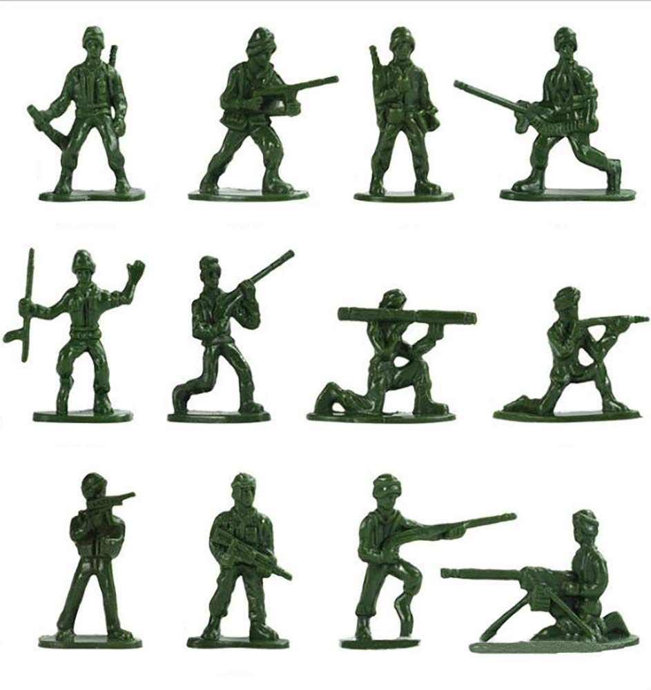 HAPTIME 100-Piece Green Toy Soldiers – 12 Poses, Detailed and Balanced Army Men for Pretend Play, Dioramas, Cake Decorations