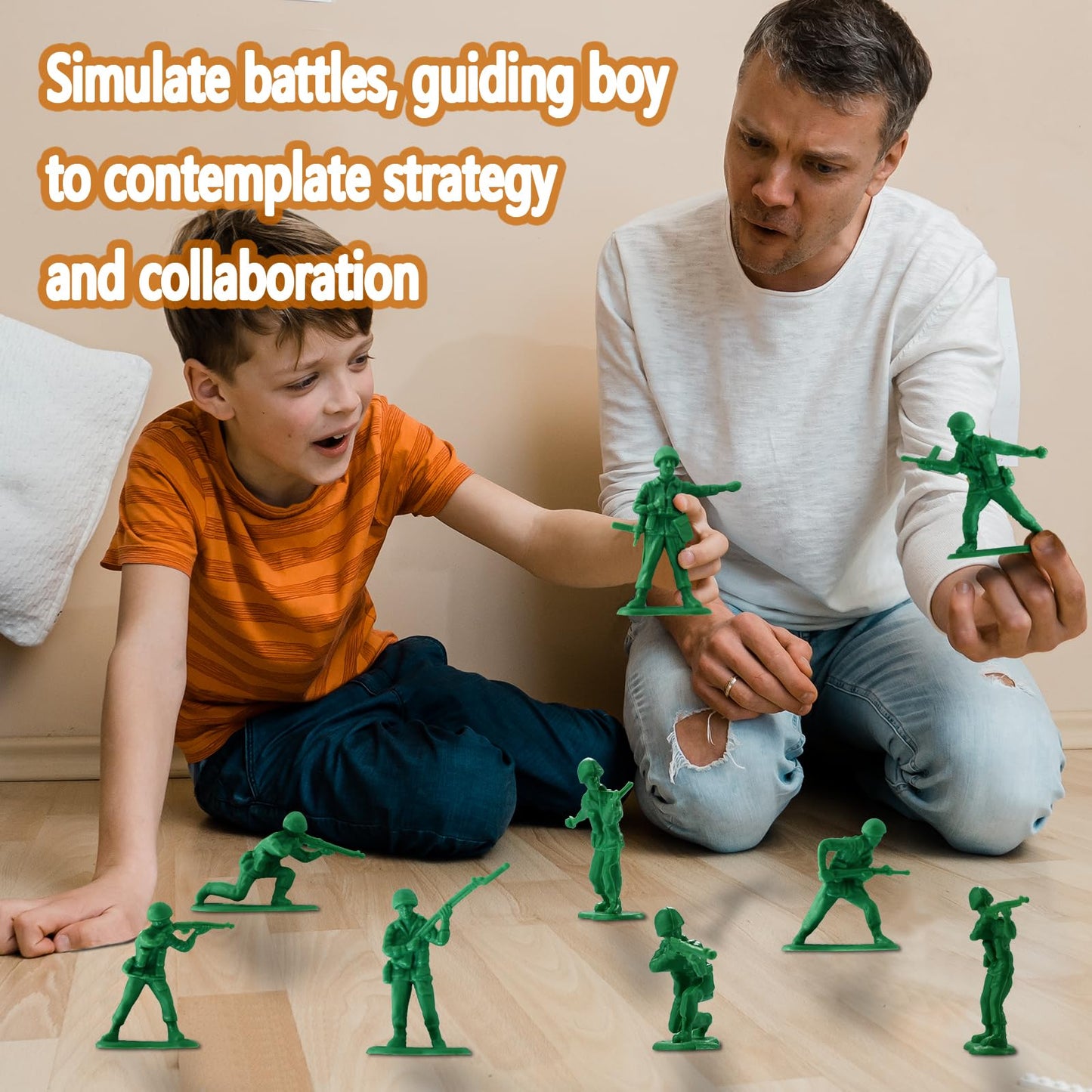 HAPTIME 50-Pcs Green Army Men – Plastic Military Toys for Boys