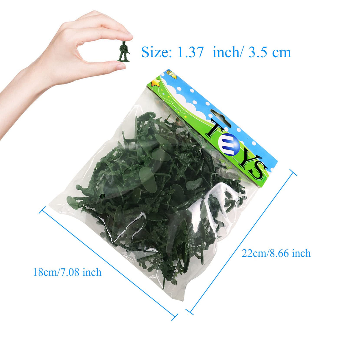 HAPTIME 100-Piece Green Toy Soldiers – 12 Poses, Detailed and Balanced Army Men for Pretend Play, Dioramas, Cake Decorations