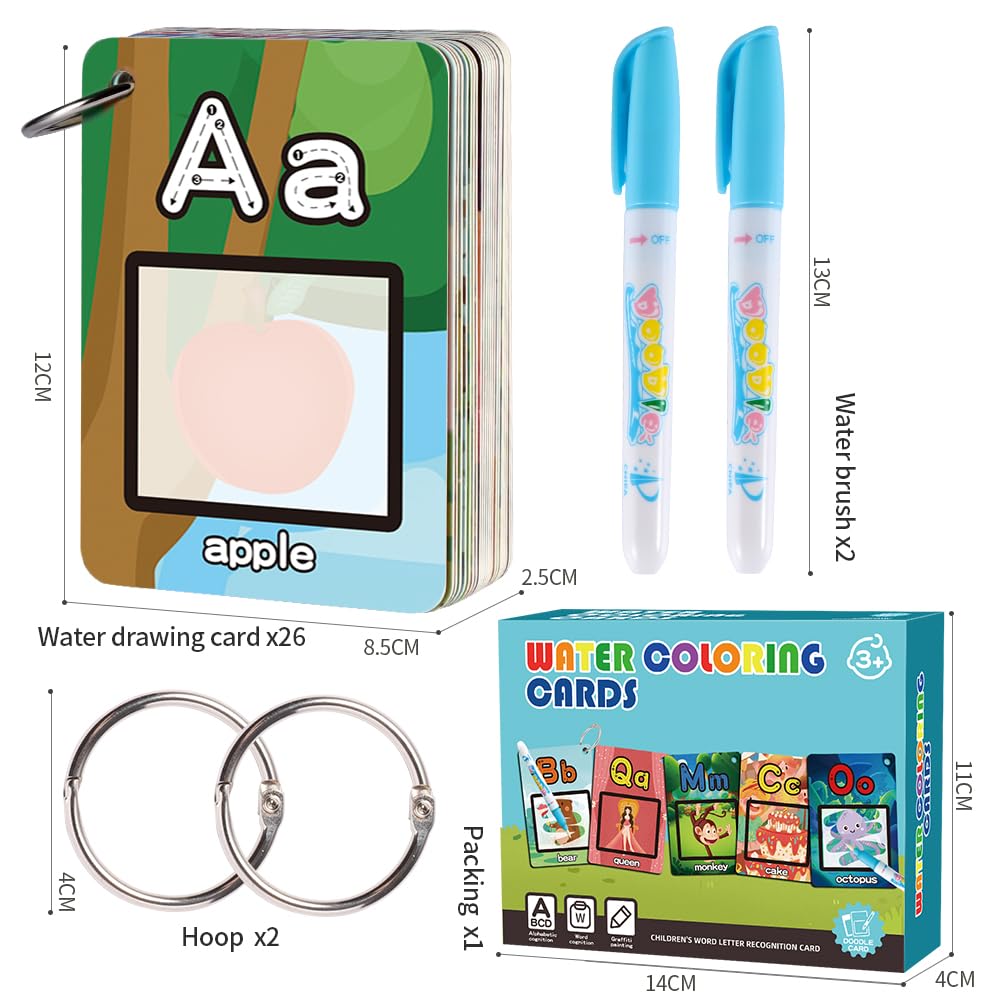 HAPTIME Water Coloring Cards for Toddlers – Mess-Free Aqua Painting & ABC Learning