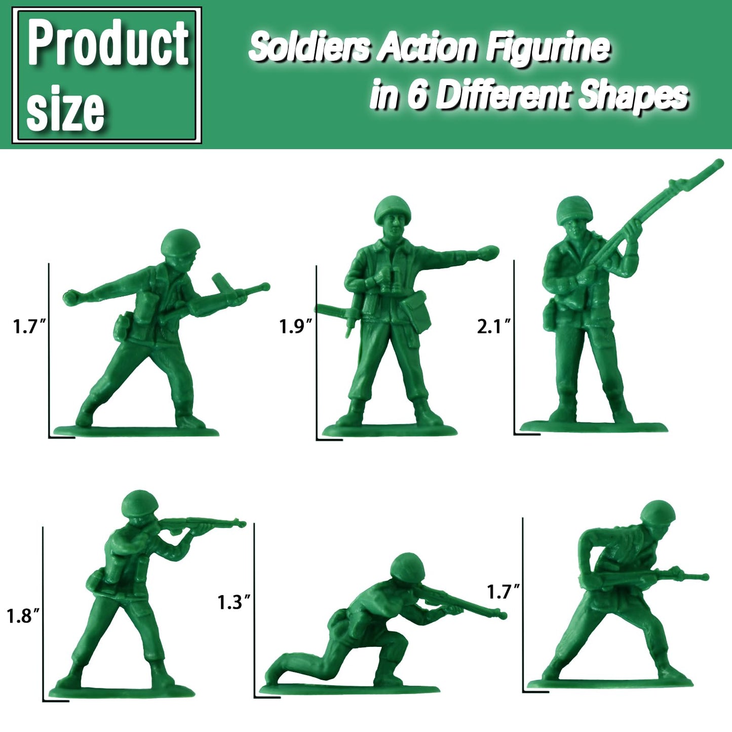 HAPTIME 50-Pcs Green Army Men – Plastic Military Toys for Boys