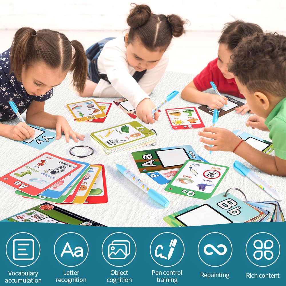 HAPTIME Water Coloring Cards for Toddlers – Mess-Free Aqua Painting & ABC Learning