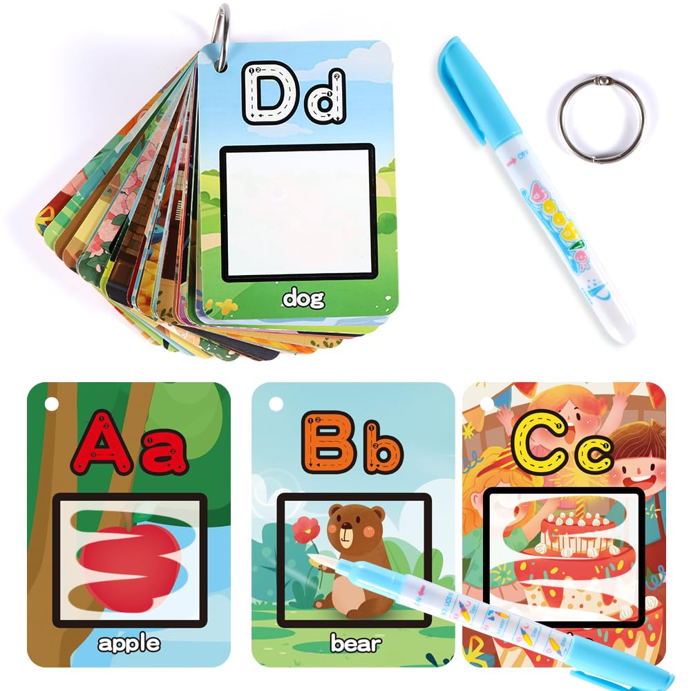 HAPTIME Water Coloring Cards for Toddlers – Mess-Free Aqua Painting & ABC Learning