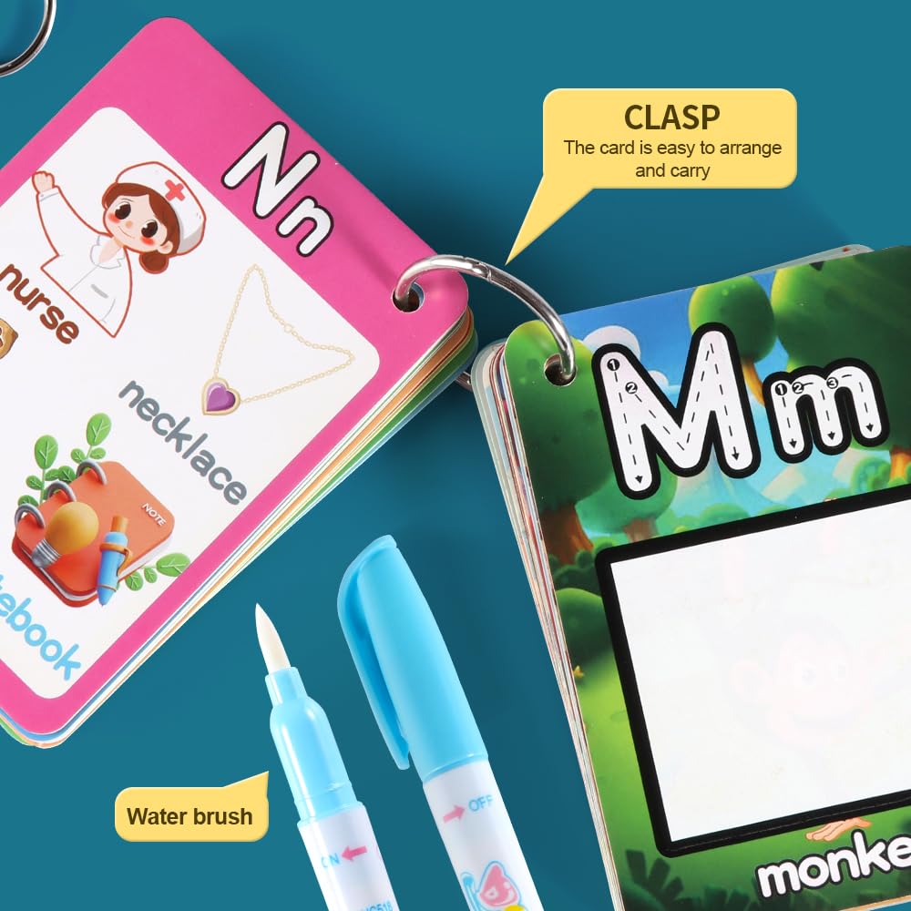 HAPTIME Water Coloring Cards for Toddlers – Mess-Free Aqua Painting & ABC Learning