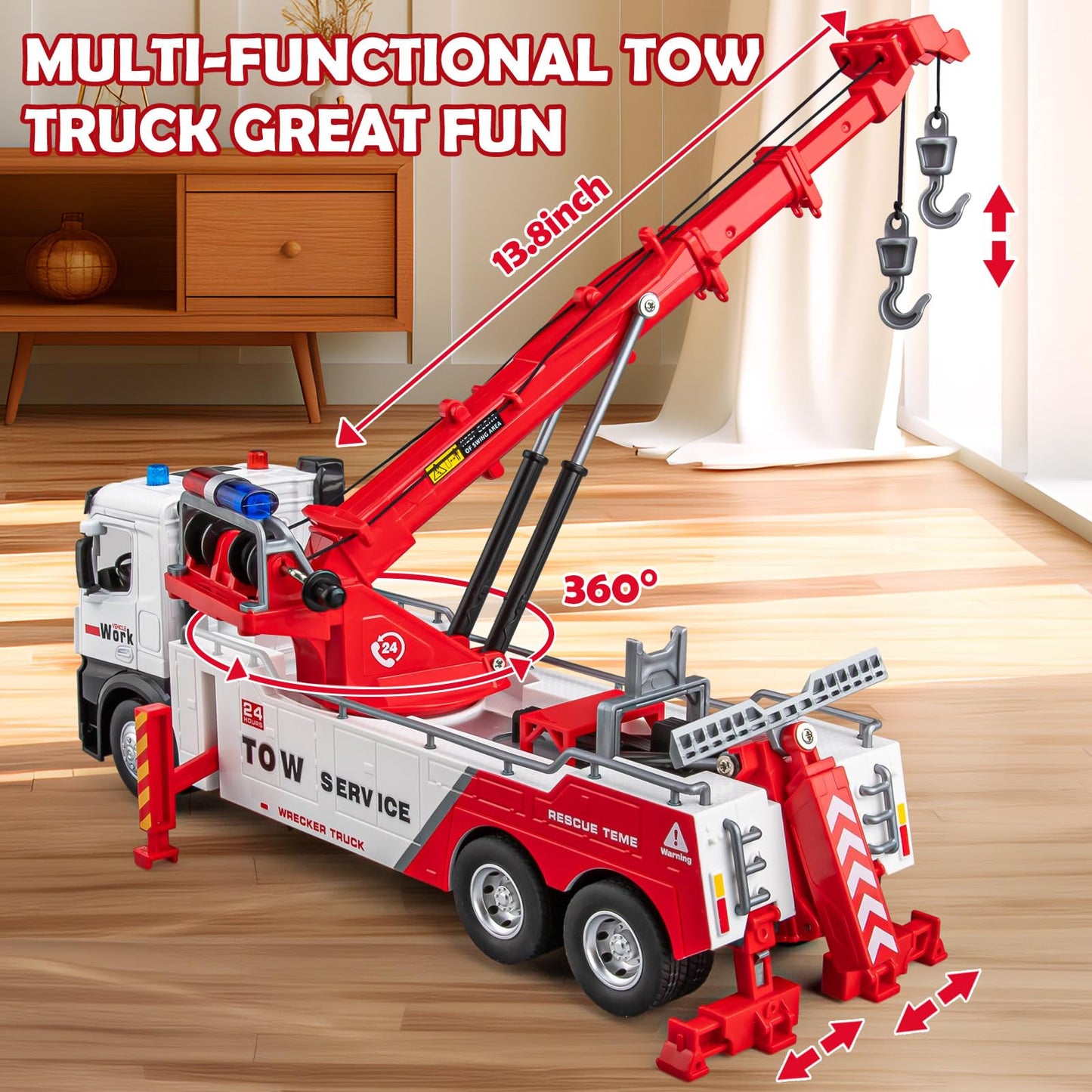HAPYAD Tow Truck Toy with Crane – Metal Construction Vehicle for Kids