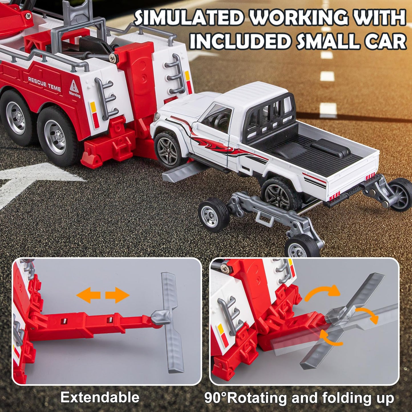 HAPYAD Tow Truck Toy with Crane – Metal Construction Vehicle for Kids