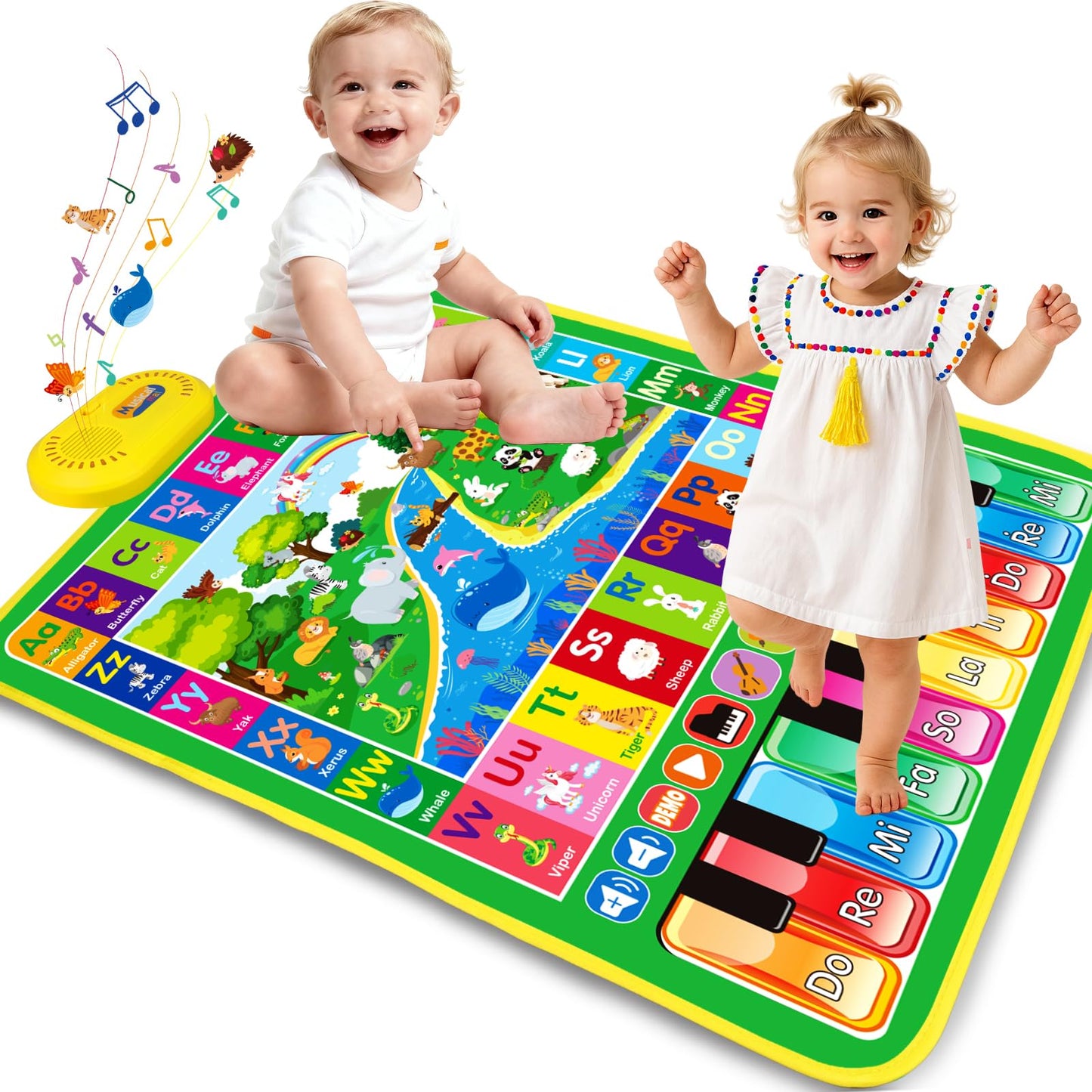 Hapyland 3-in-1 Alphabet Animal Piano Play Mat | Baby Musical Toy for 12-18 Months & 1-3 Year Olds