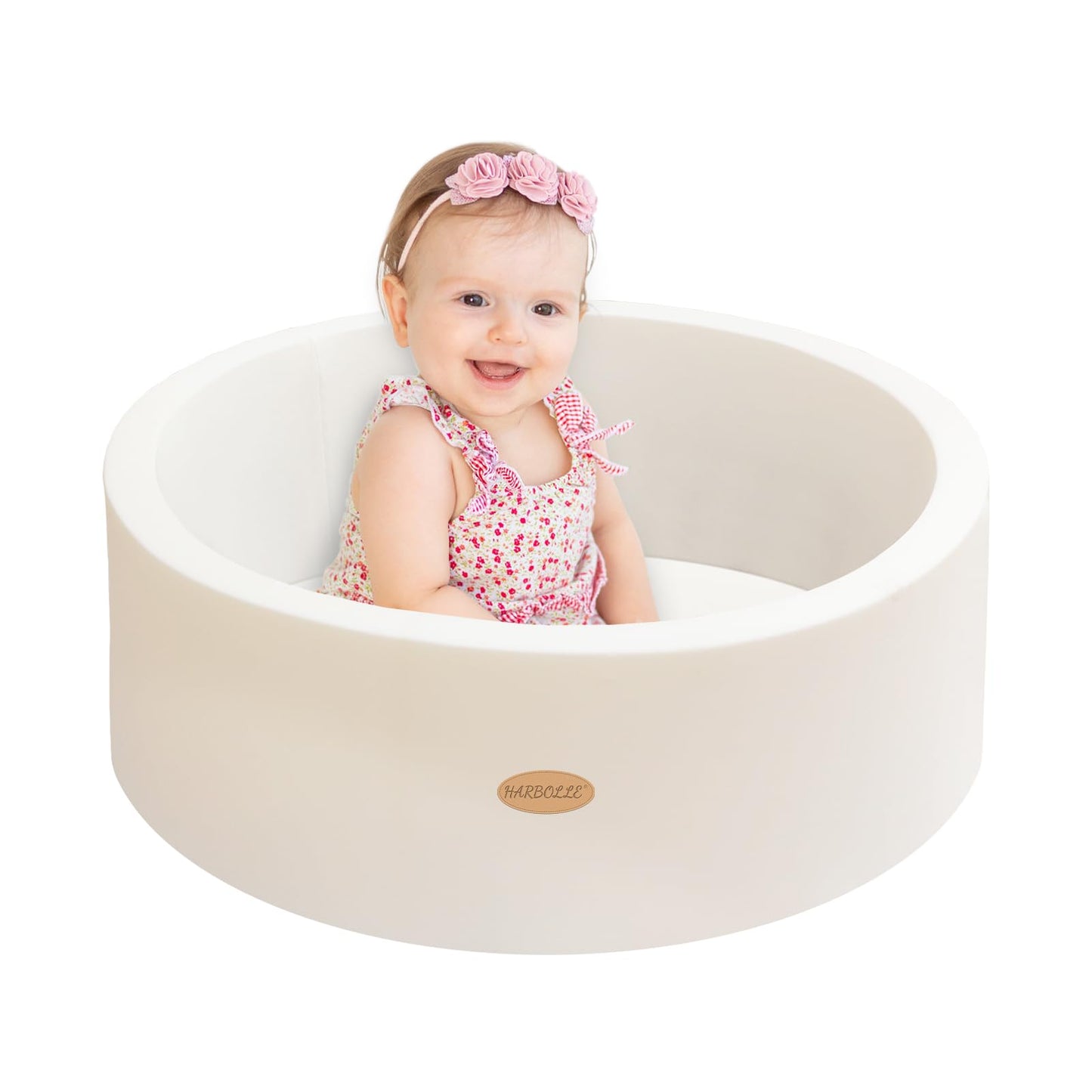 HARBOLLE Baby Ball Pit 27.6-inch Memory Foam Play Space – Safe, Soft, White