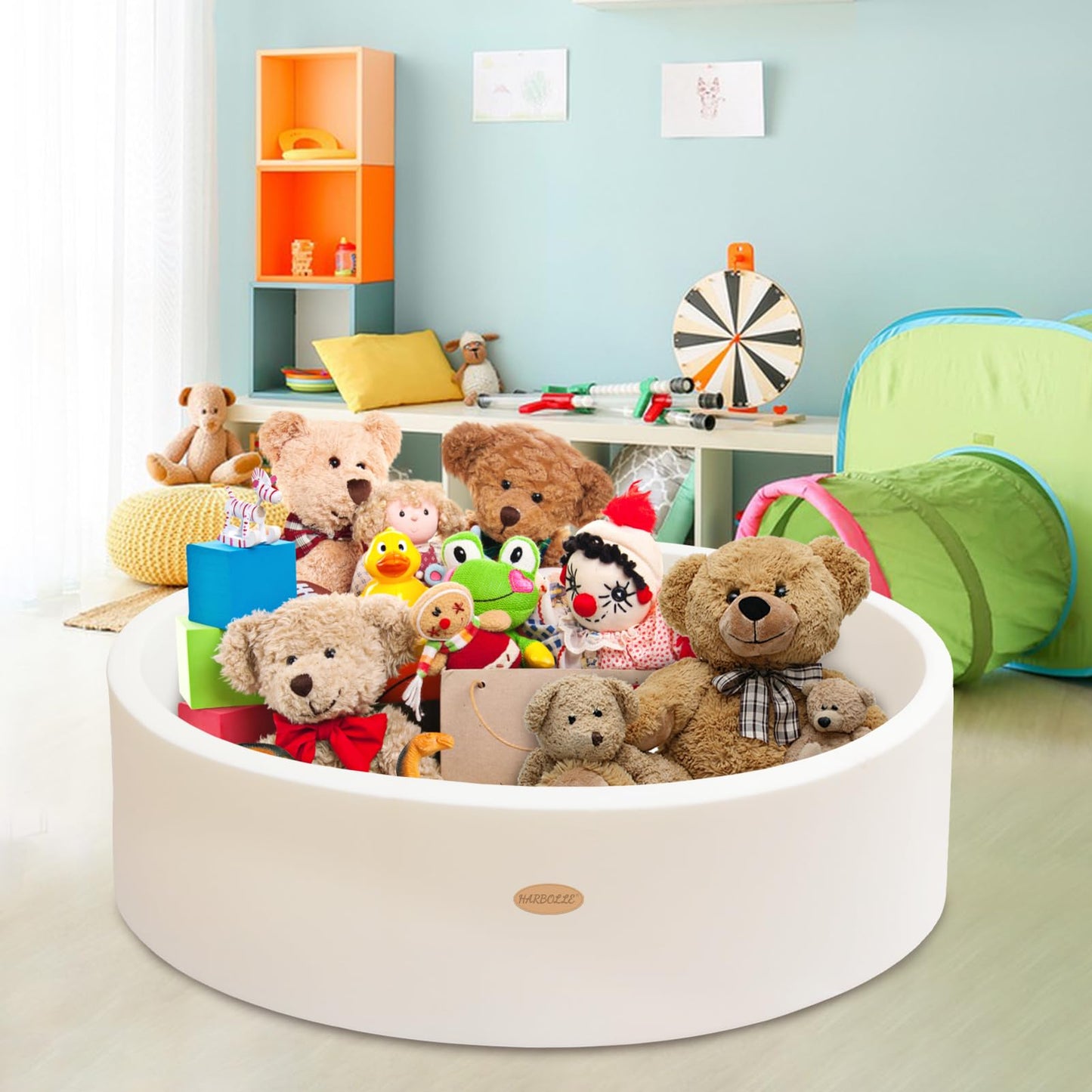 HARBOLLE Baby Ball Pit 47.2-Inch Diameter Soft Memory Foam Inner Easy 2-Part Setup
