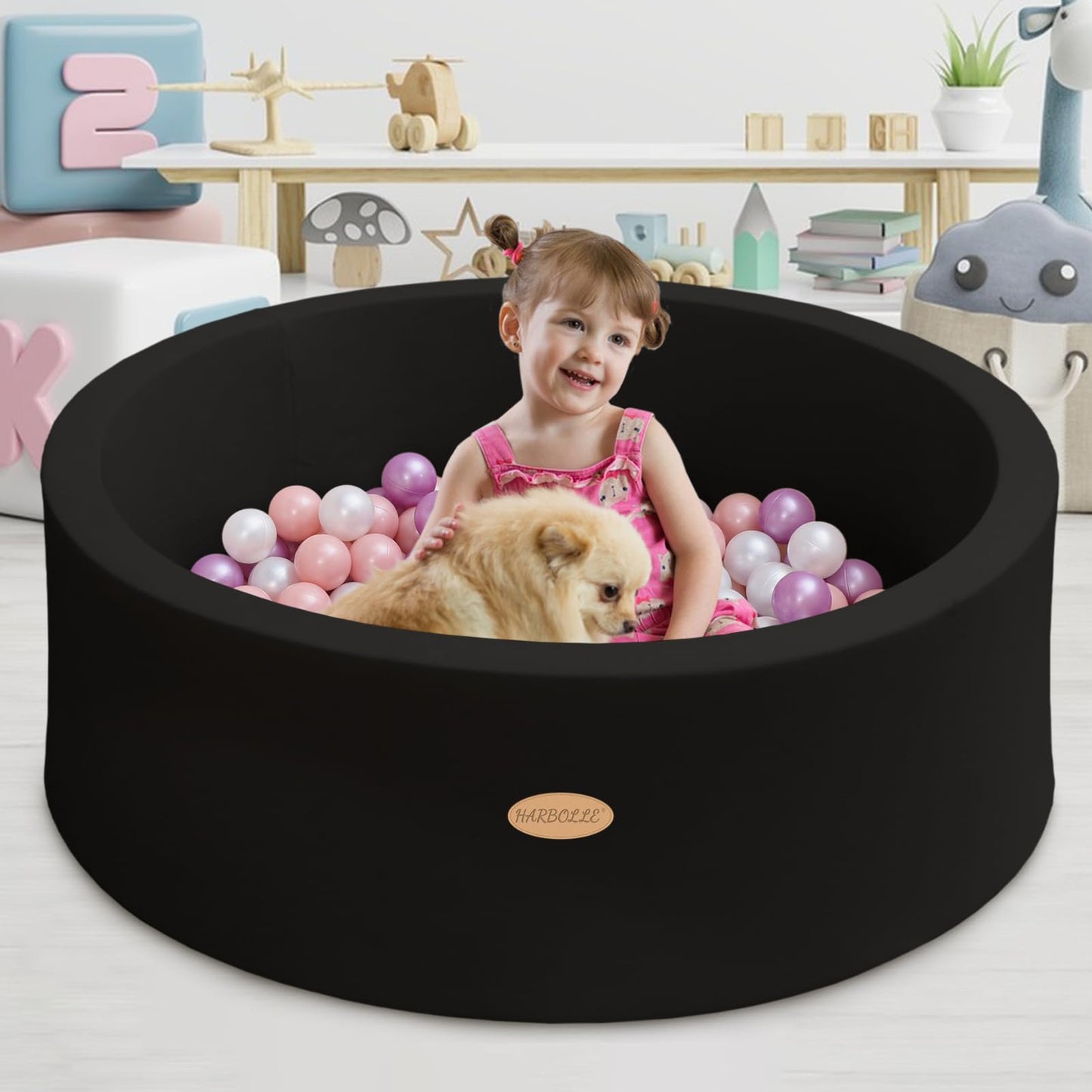HARBOLLE Baby Ball Pit 35.4-inch Memory Foam Playpen – Indoor/Outdoor Fun for Babies & Toddlers