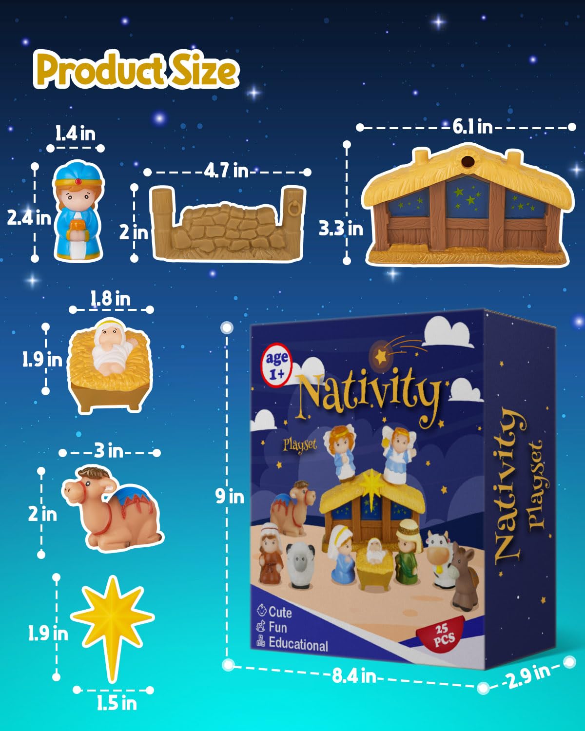 Hardwind 25-Piece Nativity Set for Kids | Complete Toddler Nativity Scene Playset (Ages 1-6+)