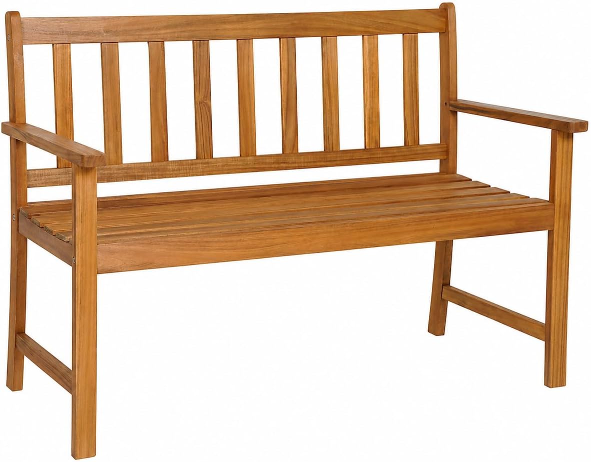 Two Seater Acacia Wood Garden Bench Outdoor Patio Seat 145cm