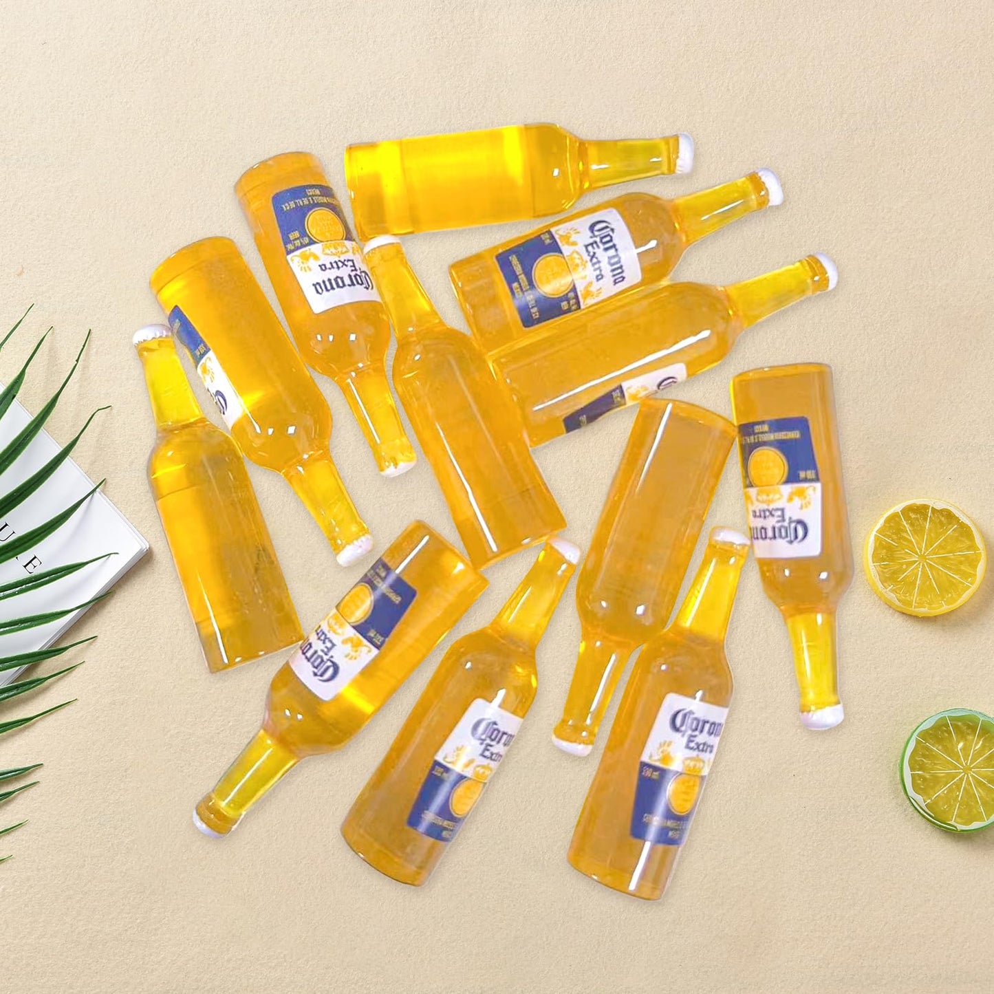 Harewu 12Pcs Miniature Wine Bottles Set – 1:12 Dollhouse Decor, Yellow