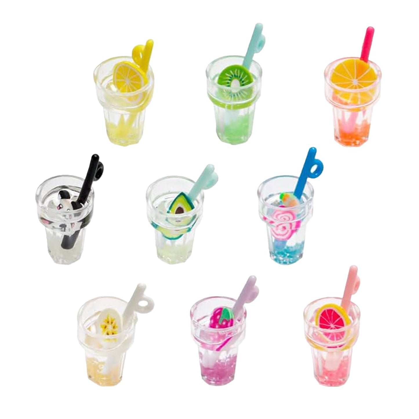 Harewu 9Pcs 1:12 Miniature Beverage Bottles for Dollhouses | Colorful Fruit Set