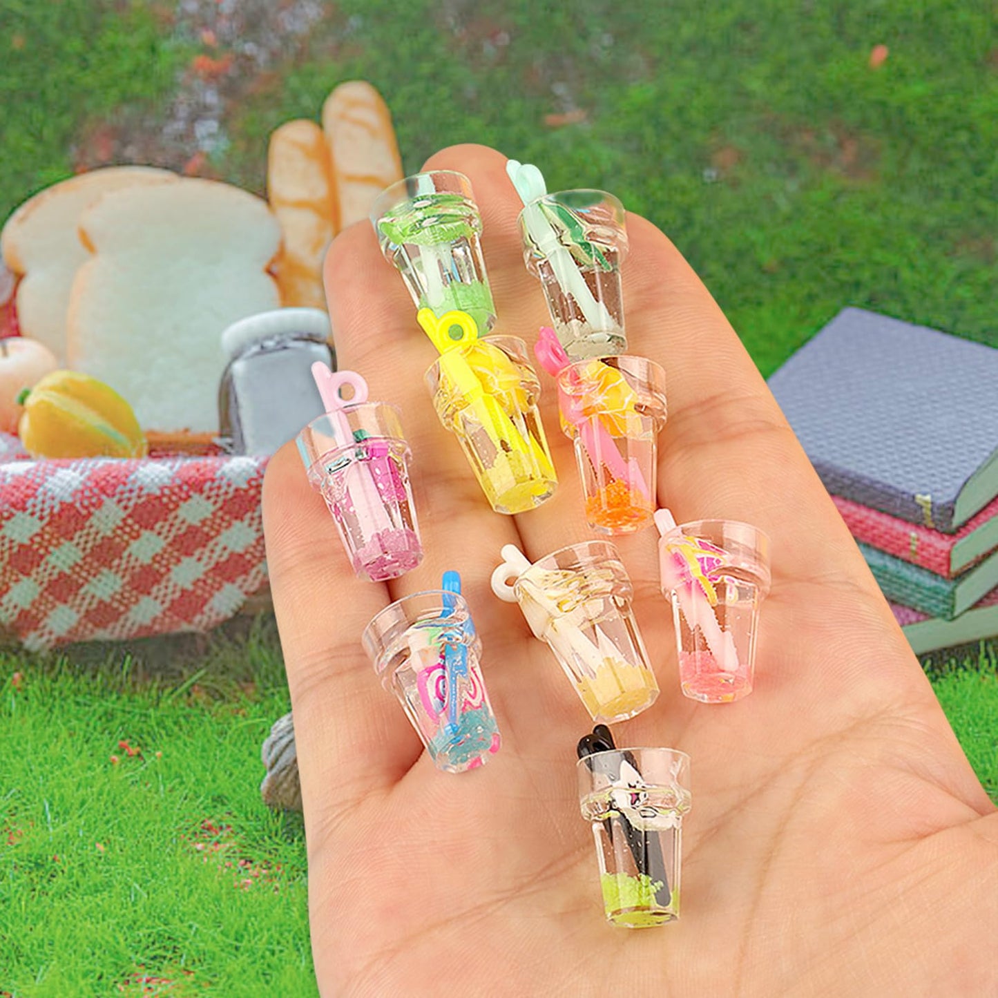 Harewu 9Pcs 1:12 Miniature Beverage Bottles for Dollhouses | Colorful Fruit Set