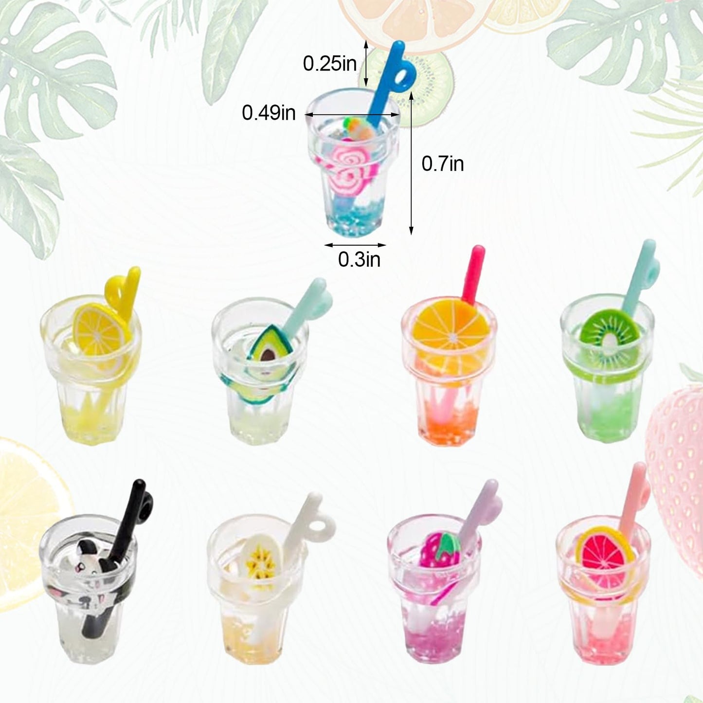 Harewu 9Pcs 1:12 Miniature Beverage Bottles for Dollhouses | Colorful Fruit Set