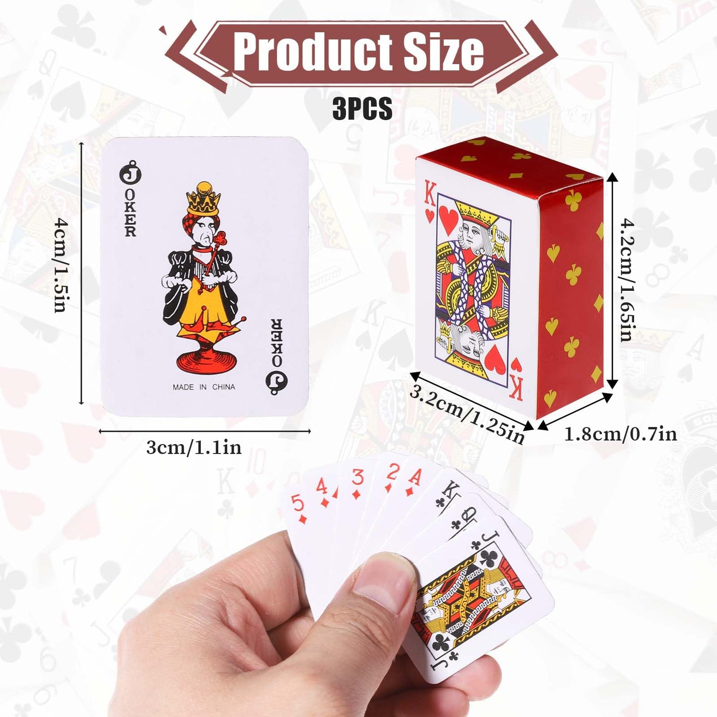 Hariendny 3 Decks Mini Playing Cards – Portable Party Card Set