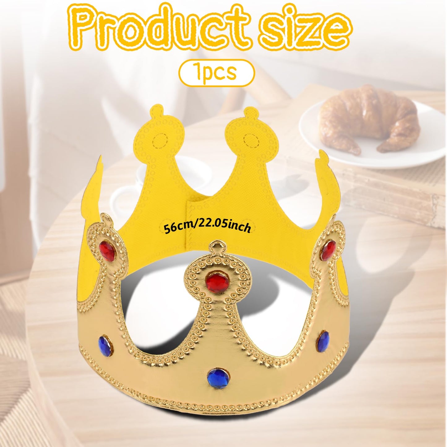 Hariendny Prince Golden King Crown Birthday Hat - Dress-Up Party Accessory & Photo Prop