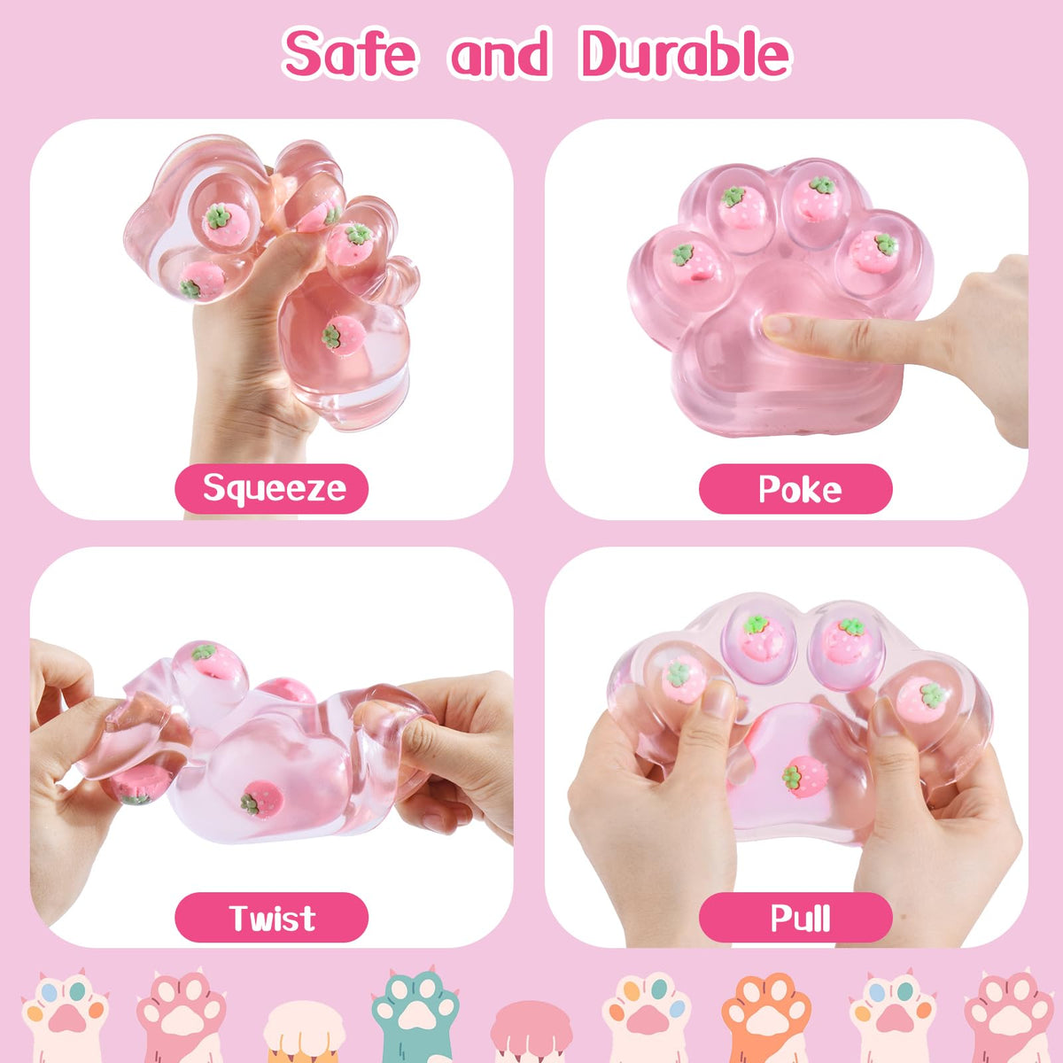 Harkta 2-Pack Large Cat Taba Squishy Paws – 5.3-inch & 3.2-inch Soft Fidget Toys