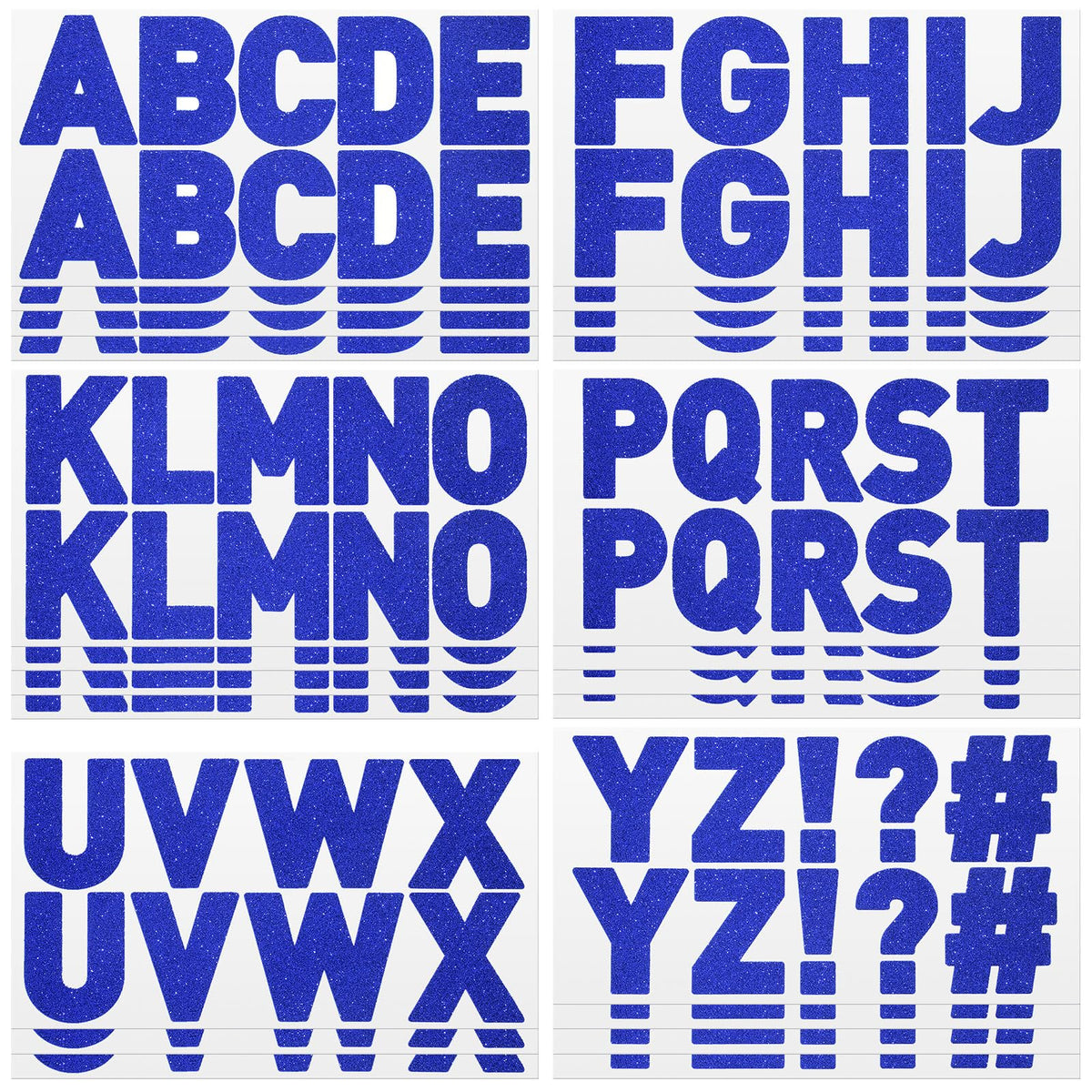 Harloon 232 Pcs Glitter Letter Stickers – Large Font Alphabet, 24 Sheets, Blue (2.5 Inch)
