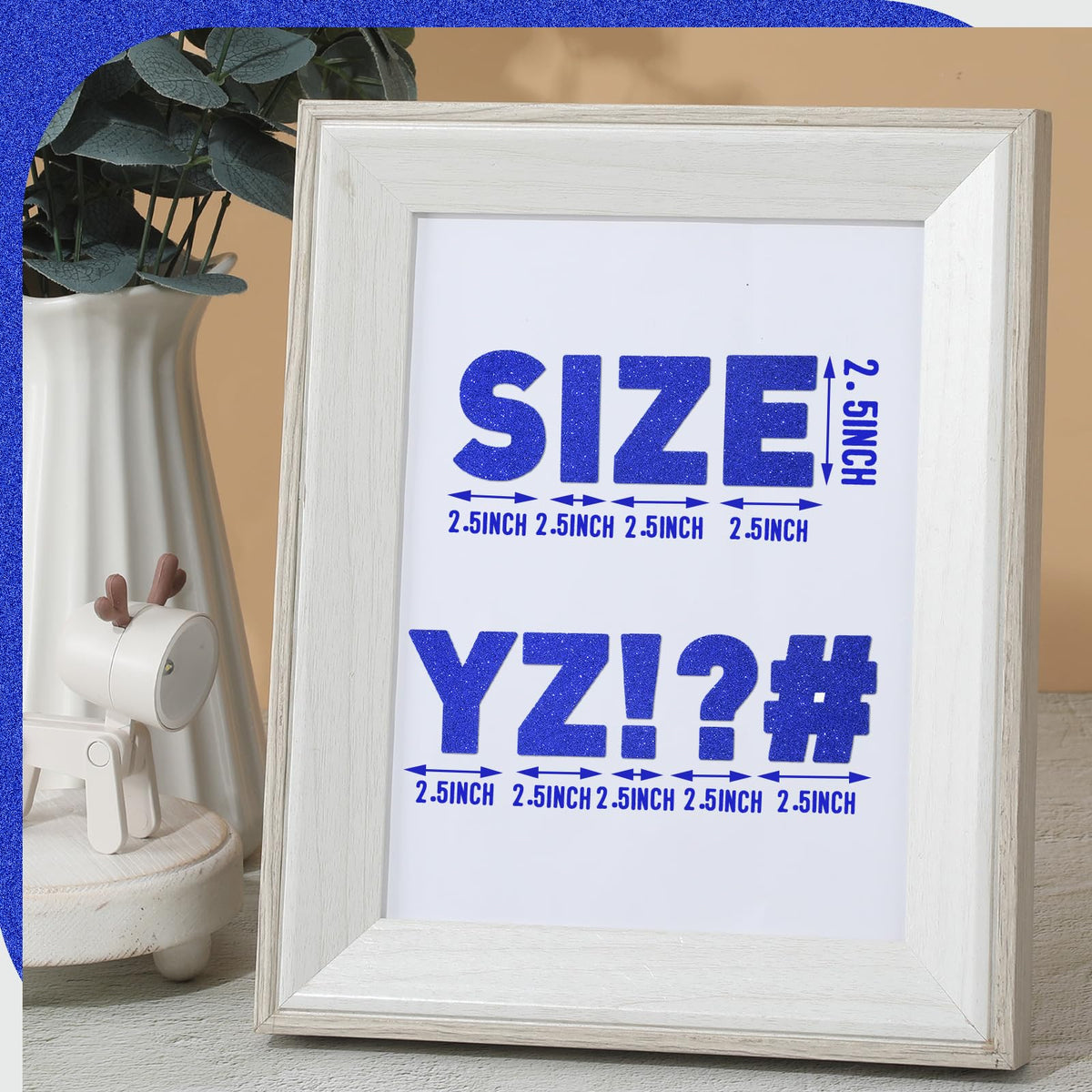 Harloon 232 Pcs Glitter Letter Stickers – Large Font Alphabet, 24 Sheets, Blue (2.5 Inch)