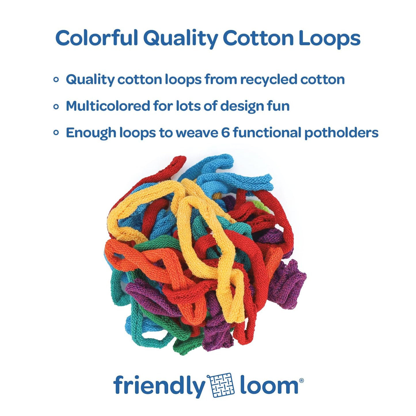 Friendly Loom 7” Traditional Potholder Kit by Harrisville Designs — Made in USA, 6 Potholders