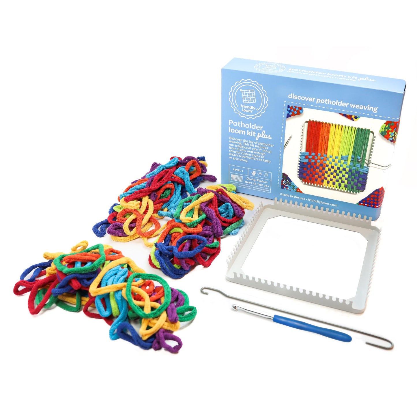 Friendly Loom 7” Traditional Potholder Kit by Harrisville Designs — Made in USA, 6 Potholders