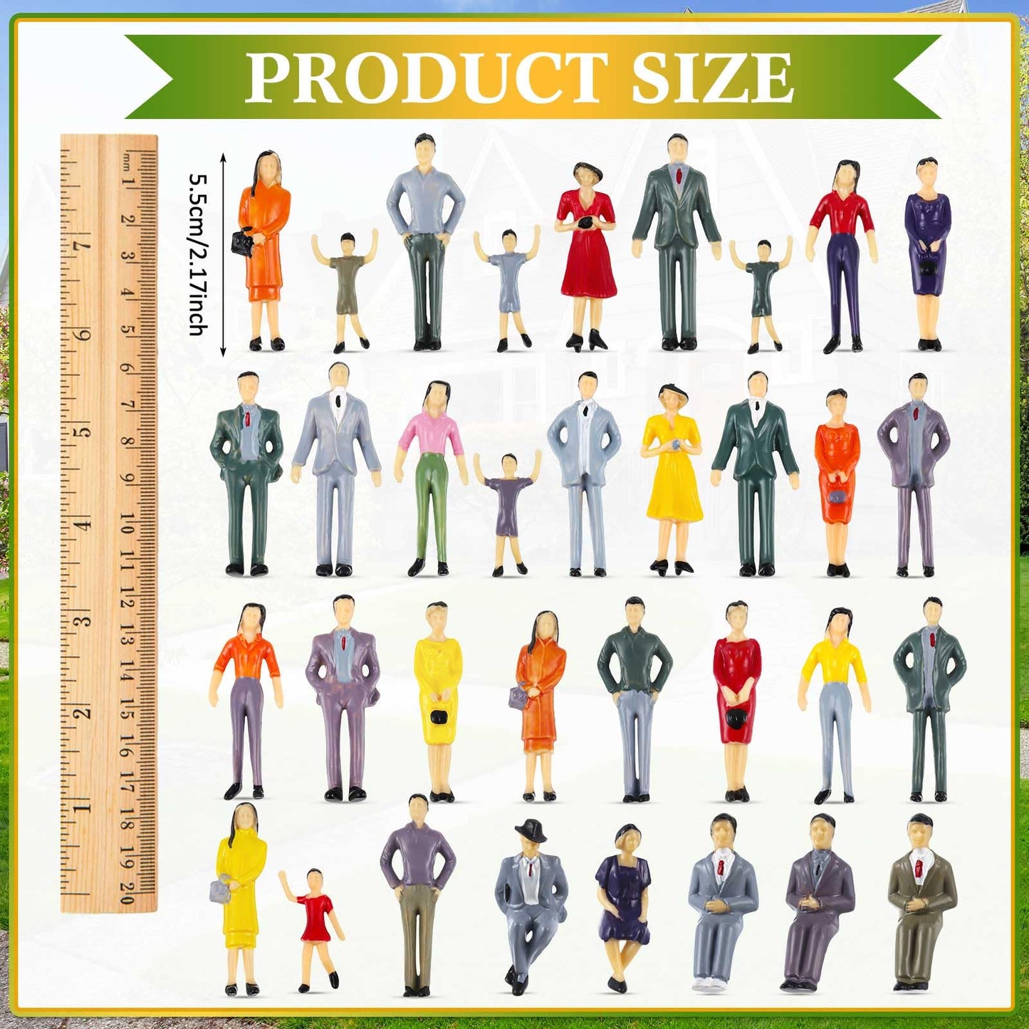 Harrycle 100 Pcs Mini People Figurines – 1:30 Scale, Hand-Painted Plastic Figures for Miniatures