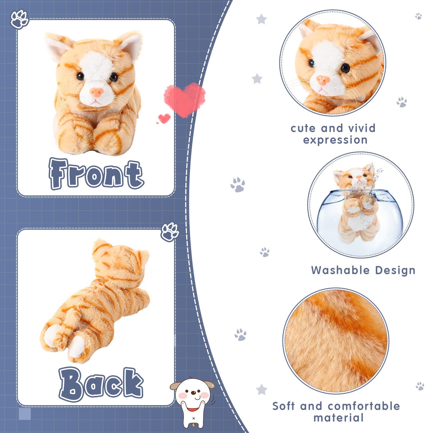 Harrycle 3 Pcs 9-Inch Cat Plush Toys | Soft Kitten Stuffed Animals for Kids, Gift & Decor