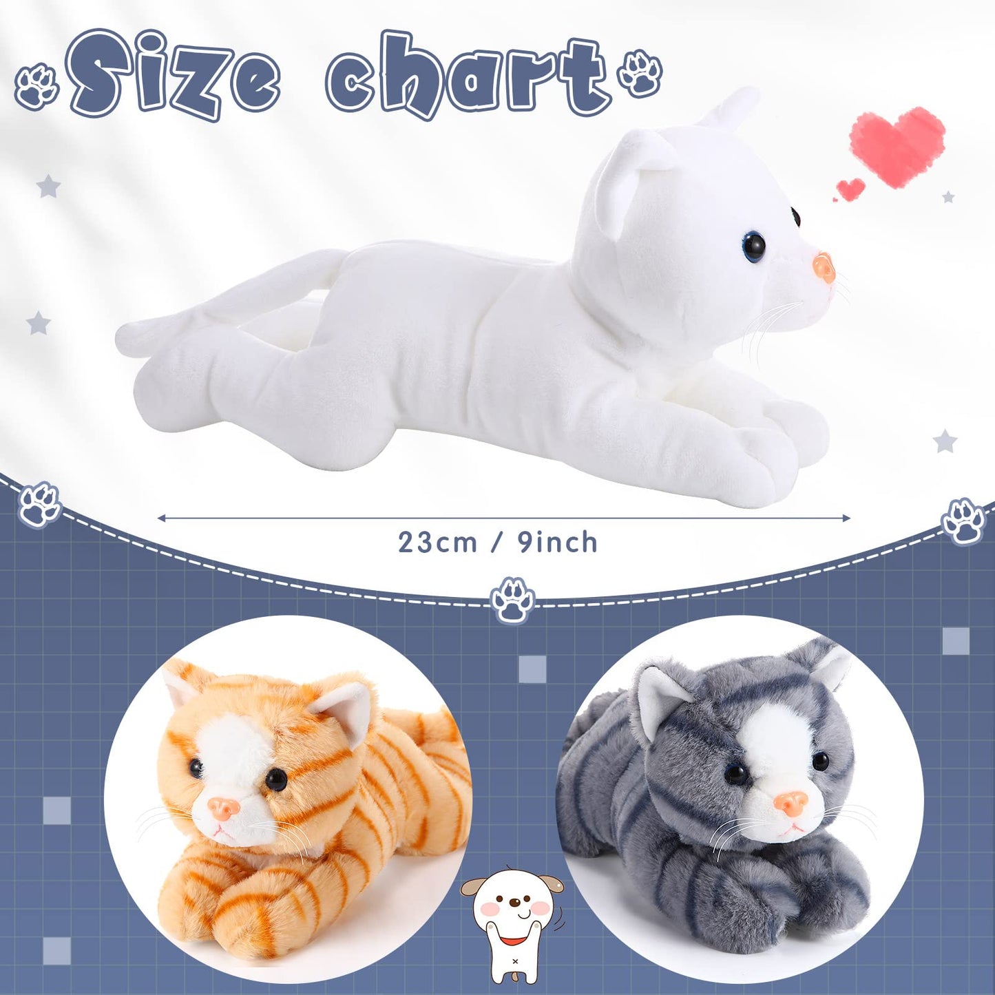 Harrycle 3 Pcs 9-Inch Cat Plush Toys | Soft Kitten Stuffed Animals for Kids, Gift & Decor
