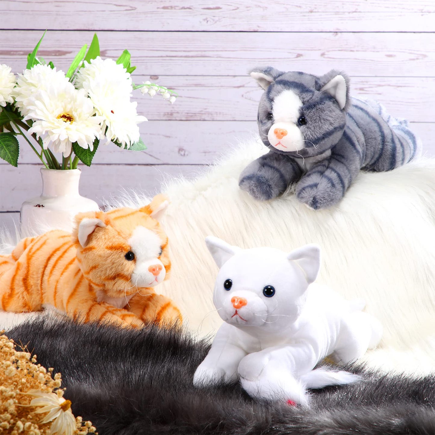 Harrycle 3 Pcs 9-Inch Cat Plush Toys | Soft Kitten Stuffed Animals for Kids, Gift & Decor