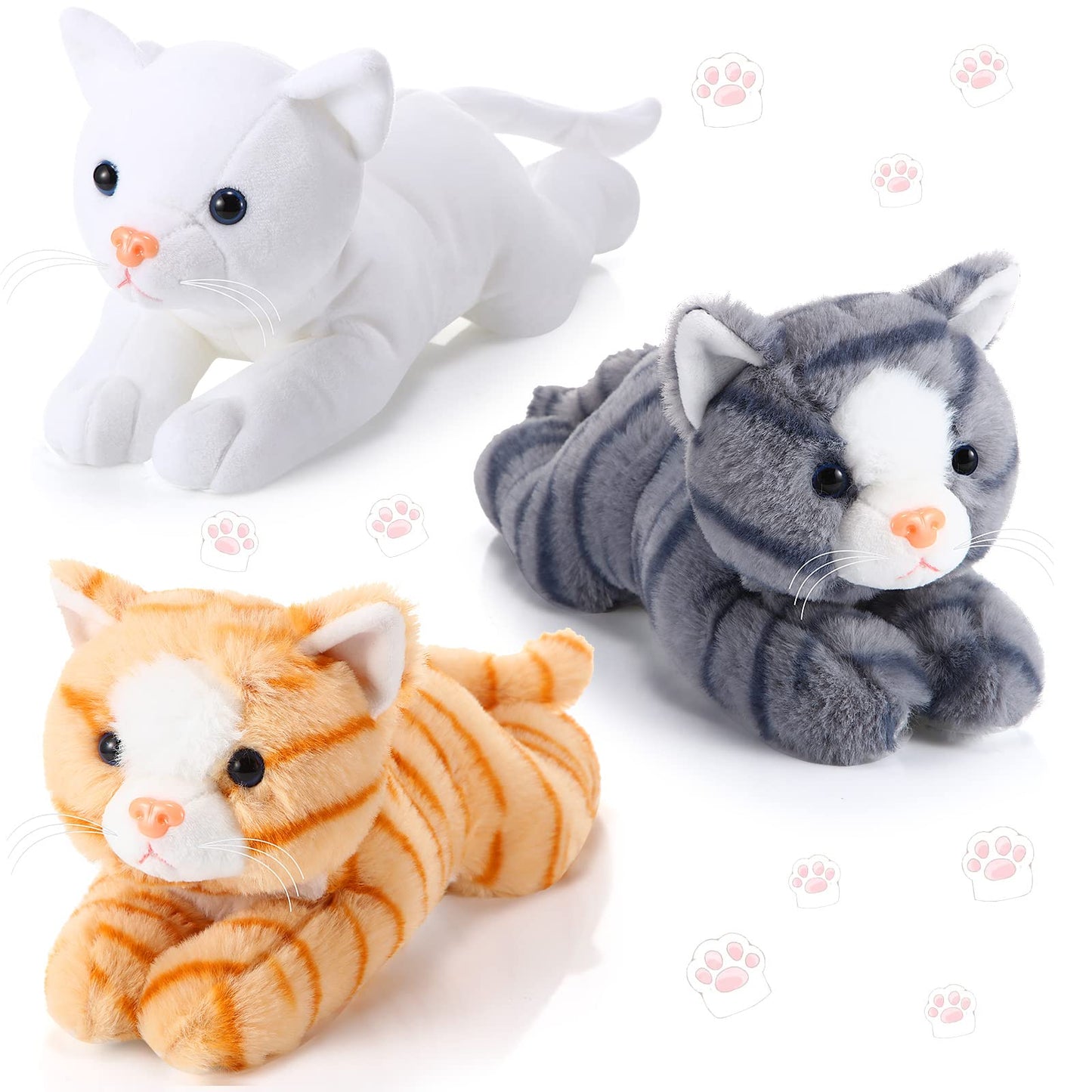 Harrycle 3 Pcs 9-Inch Cat Plush Toys | Soft Kitten Stuffed Animals for Kids, Gift & Decor
