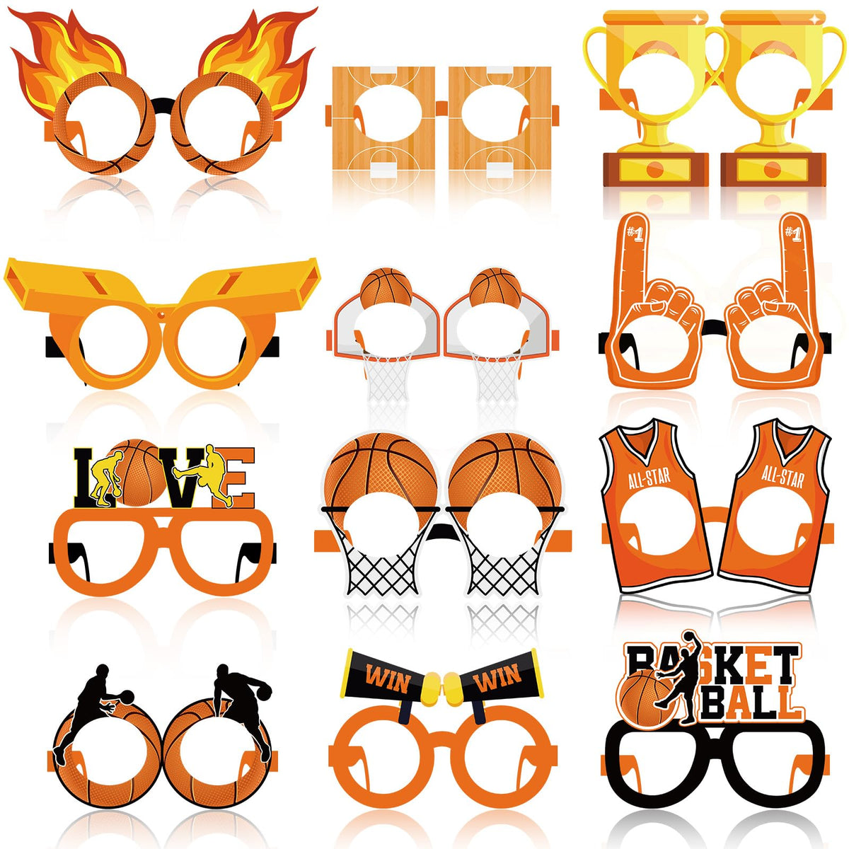Harrycle 36-Pack Basketball Party Glasses | All-Star Photo Booth Props