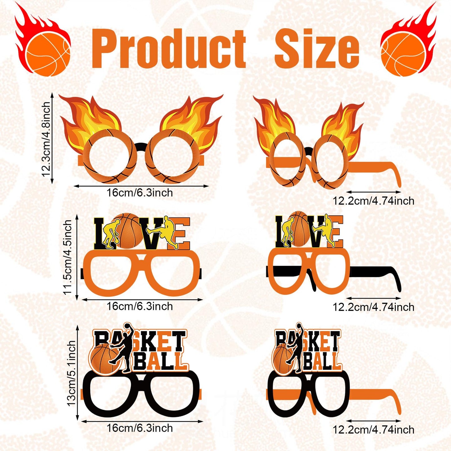 Harrycle 36-Pack Basketball Party Glasses | All-Star Photo Booth Props