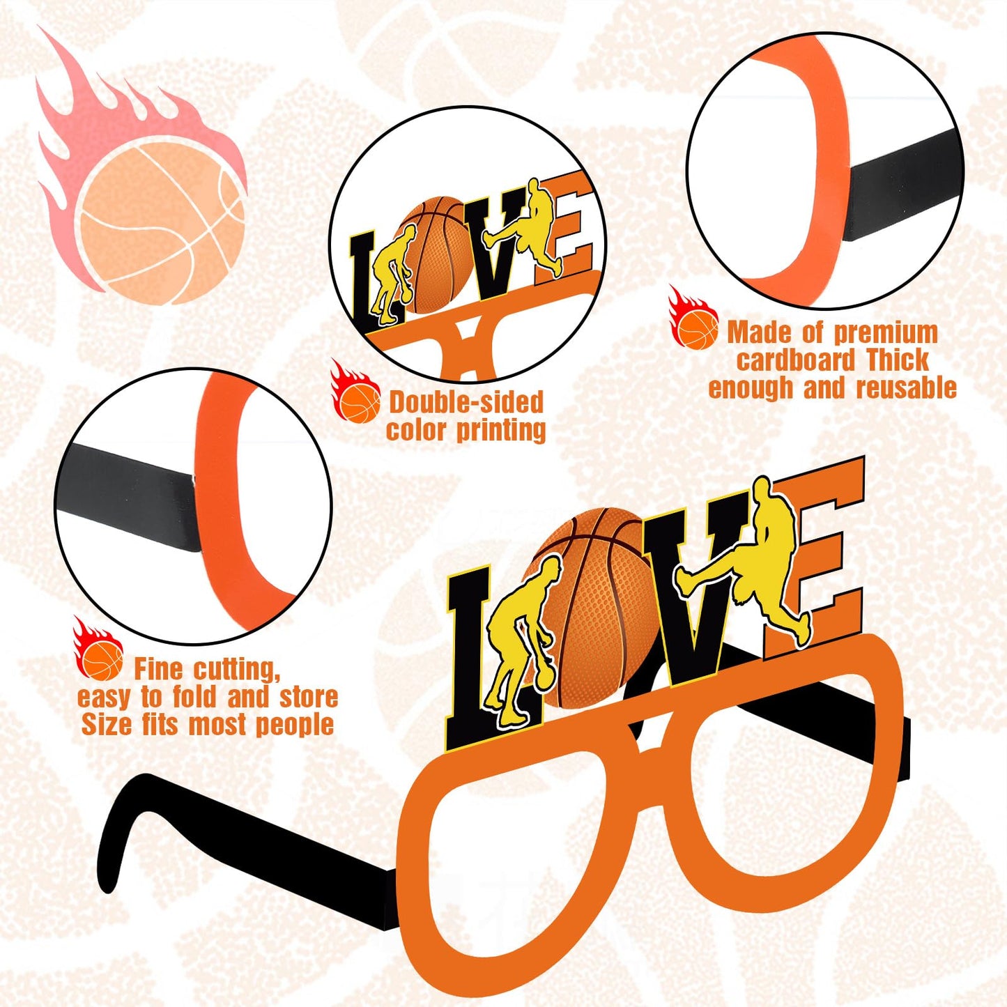 Harrycle 36-Pack Basketball Party Glasses | All-Star Photo Booth Props