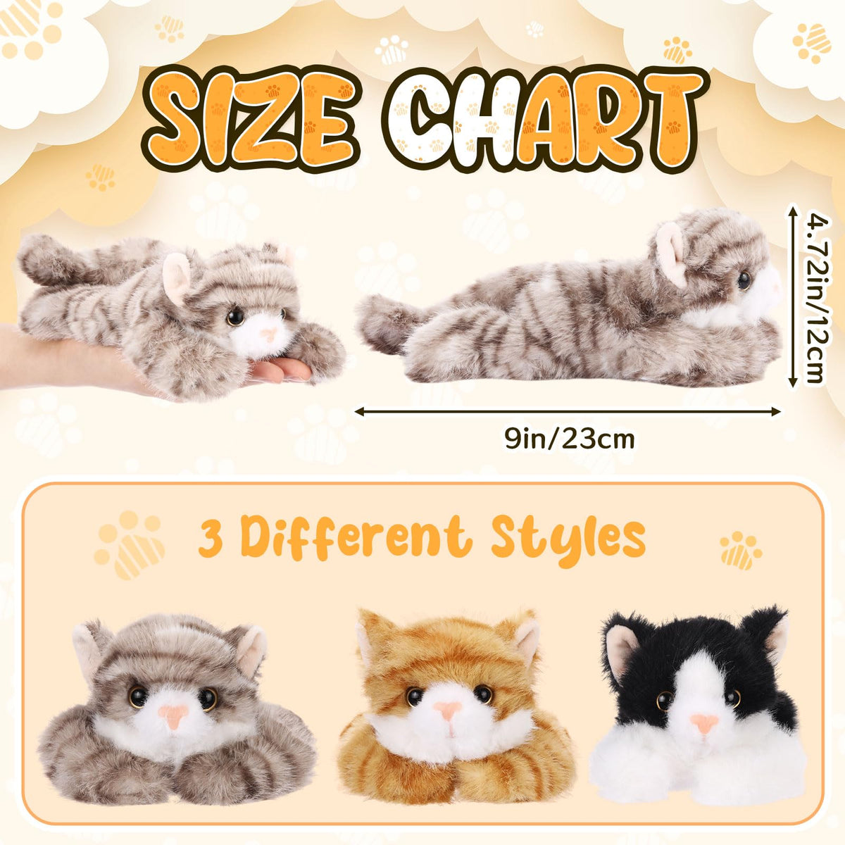 Harrycle 3 Pcs 9-Inch Cat Plush Toys – Soft Kittens Gift Set