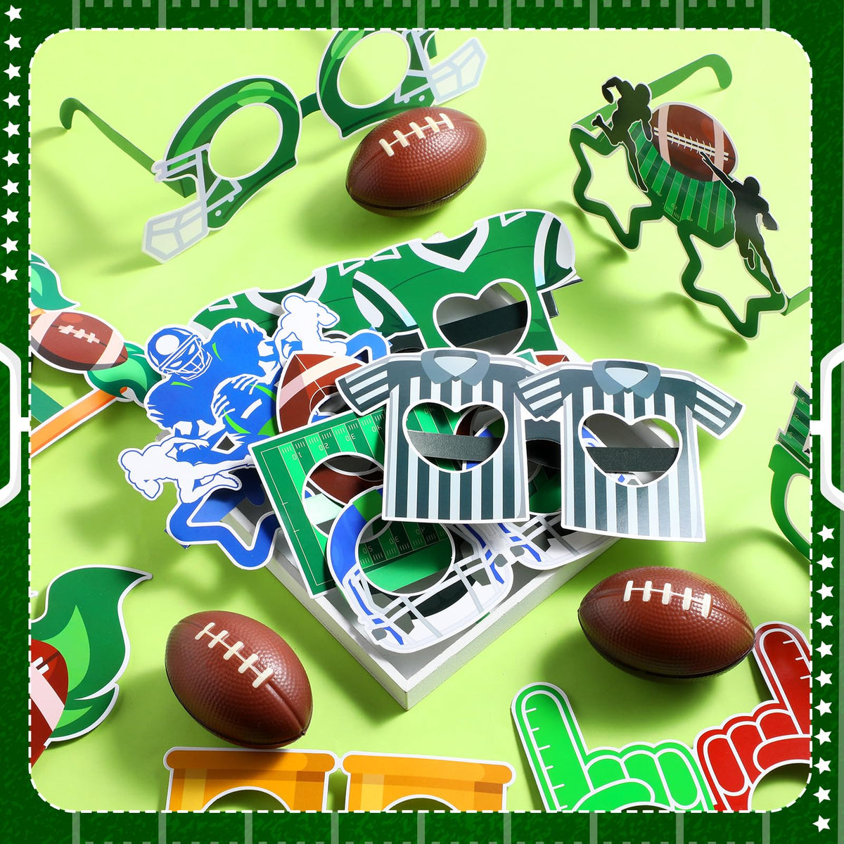 Harrycle 32 Pcs Football Party Decorations – Touchdown Paper Glasses & Photo Booth Props