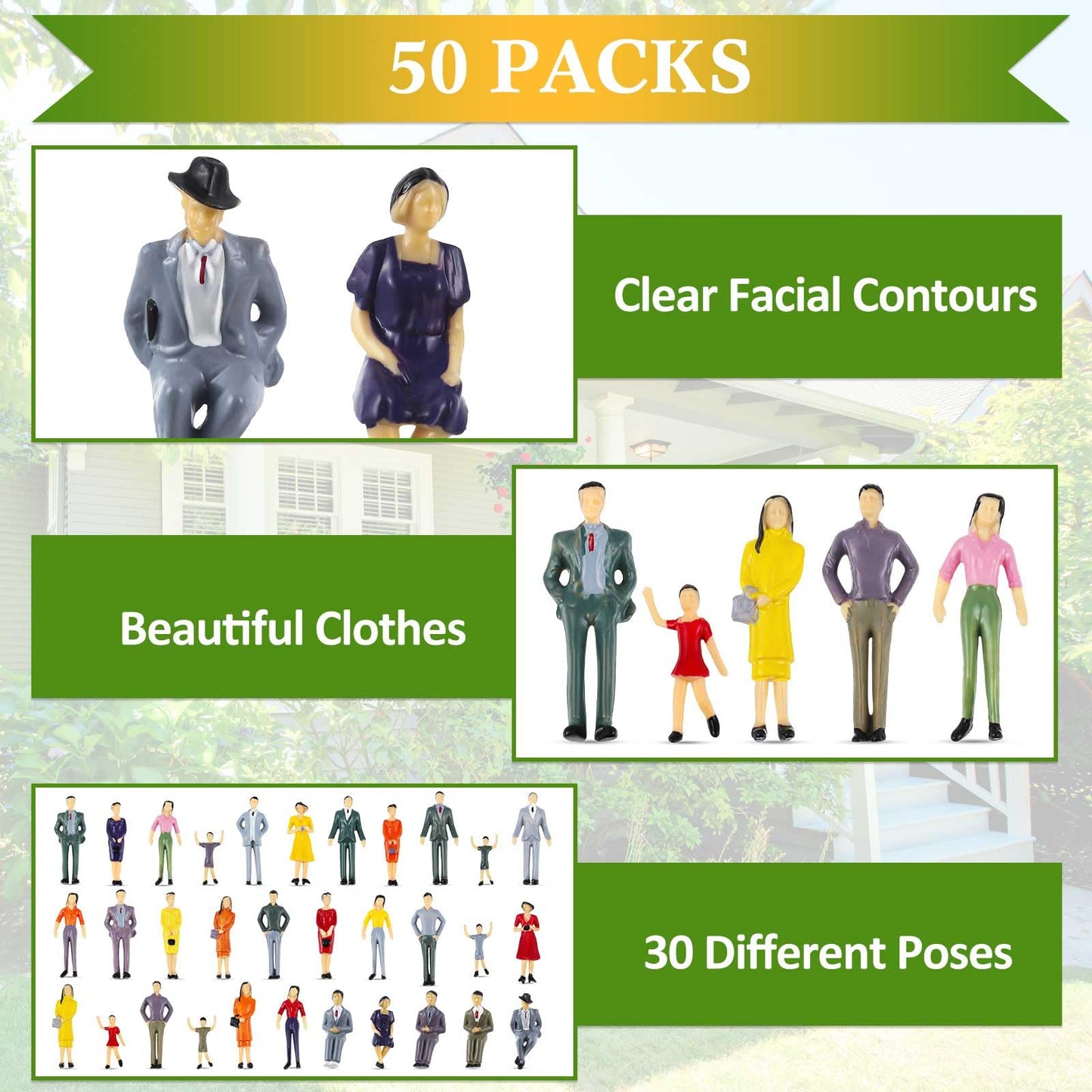 Harrycle 100 Pcs Mini People Figurines – 1:30 Scale, Hand-Painted Plastic Figures for Miniatures